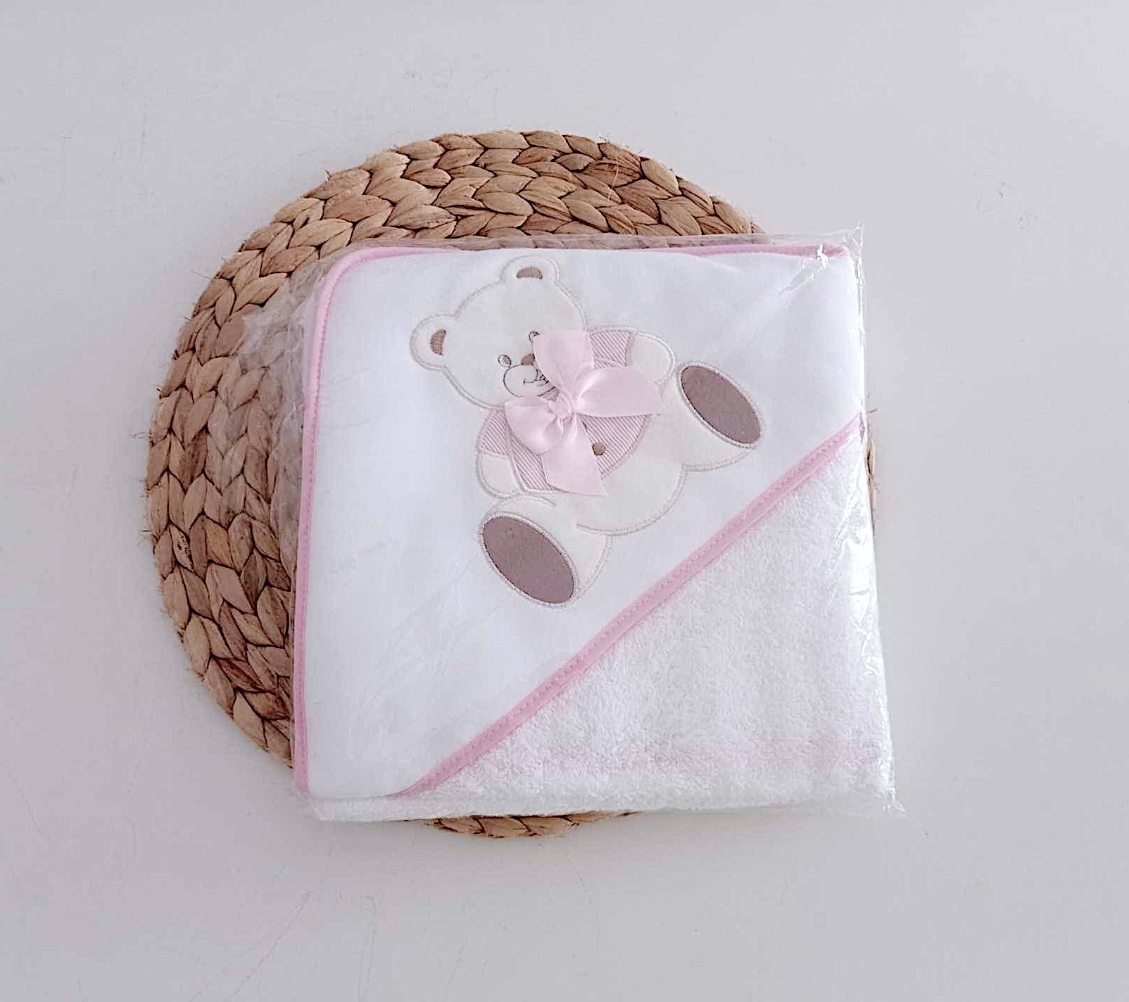 Toalha de banho Urso Laço Rosa