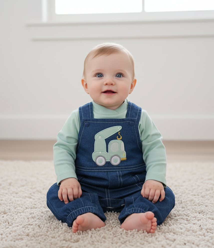 Jardineiras de Ganga com Camisola Verde