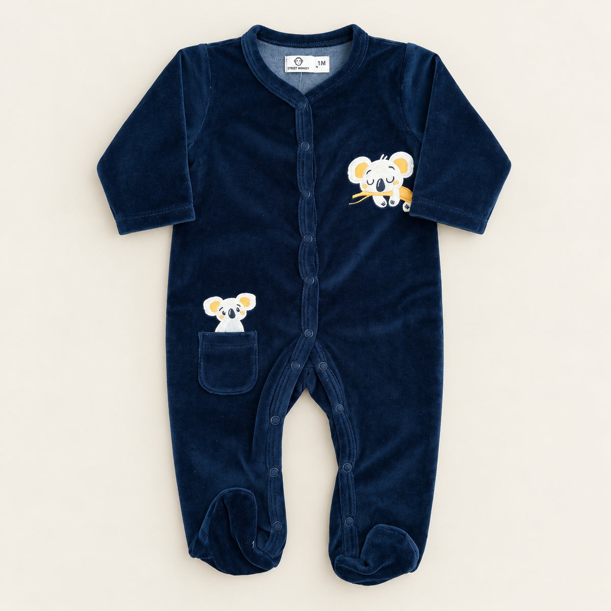 Babygrow Veludo Koala Marinho