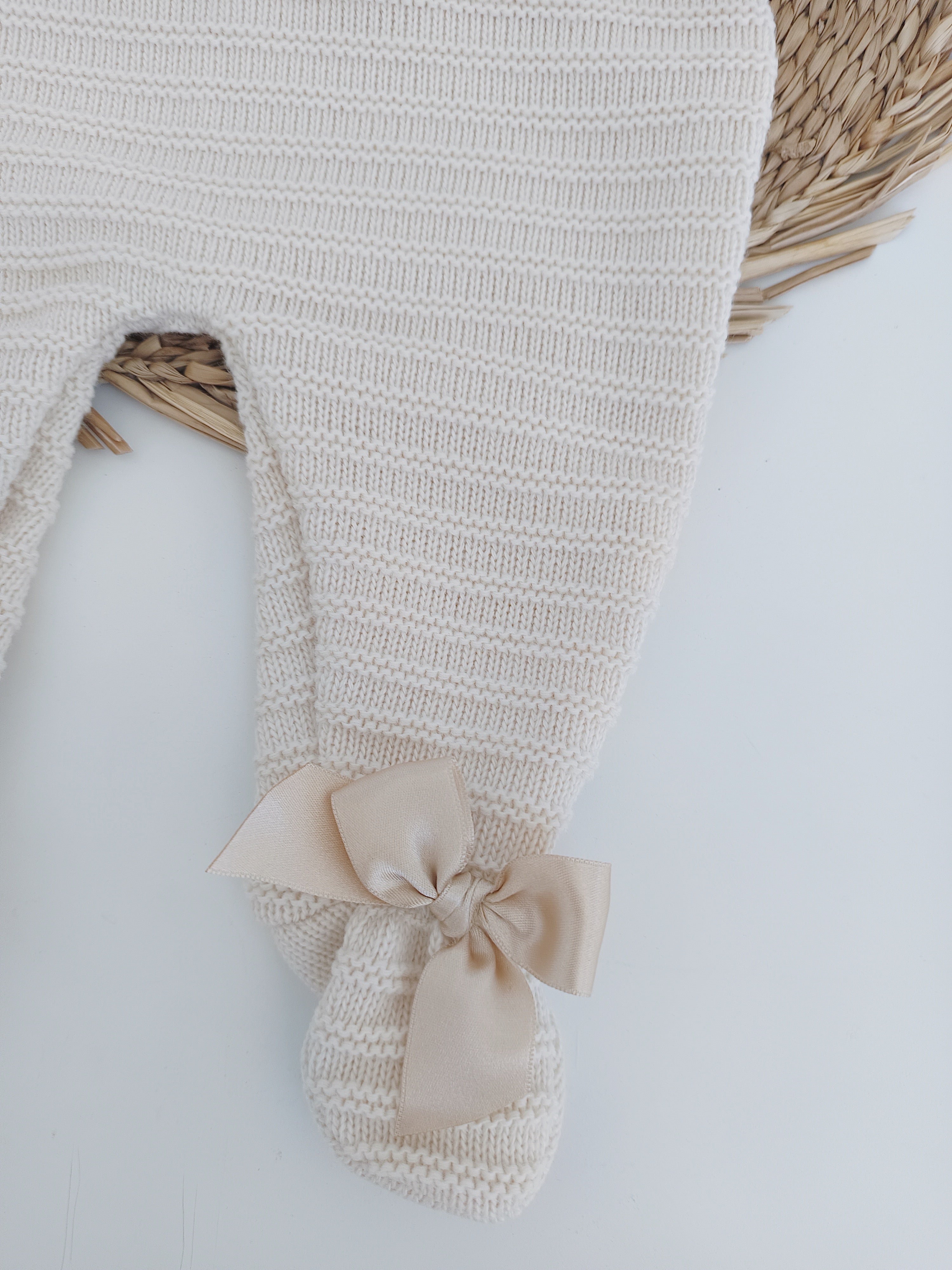 Jardineiras de malha com Camisola Laços nos pés Areia