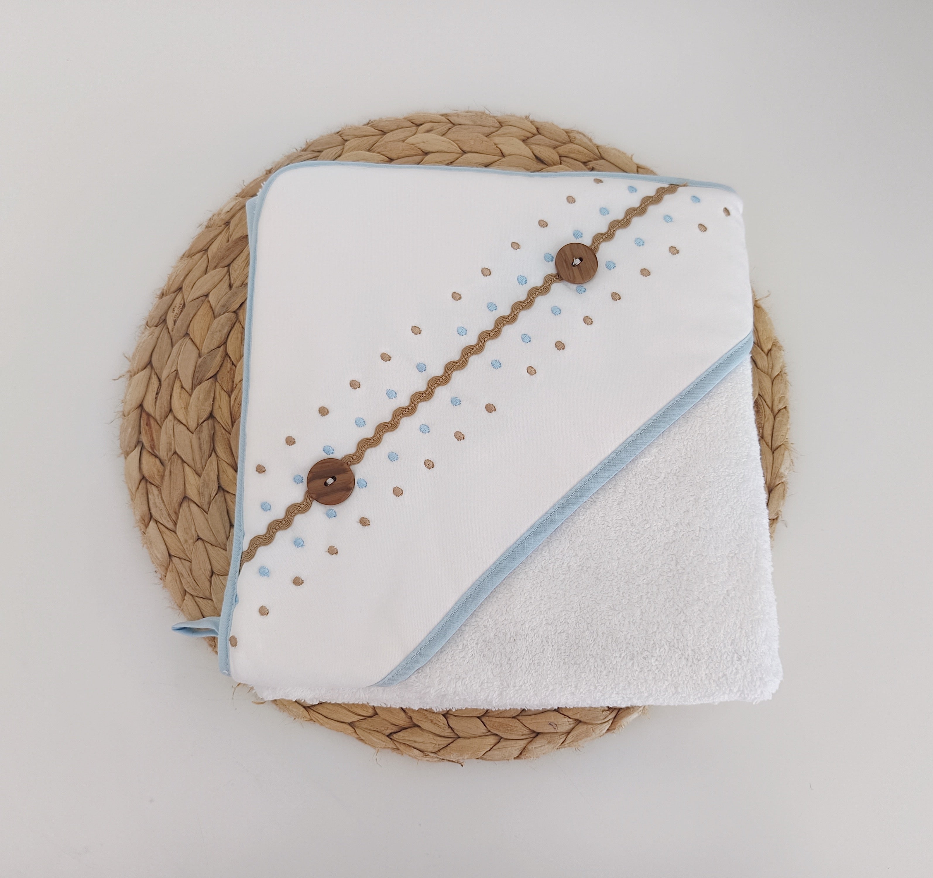 Toalha de banho para bebé Botões Azul