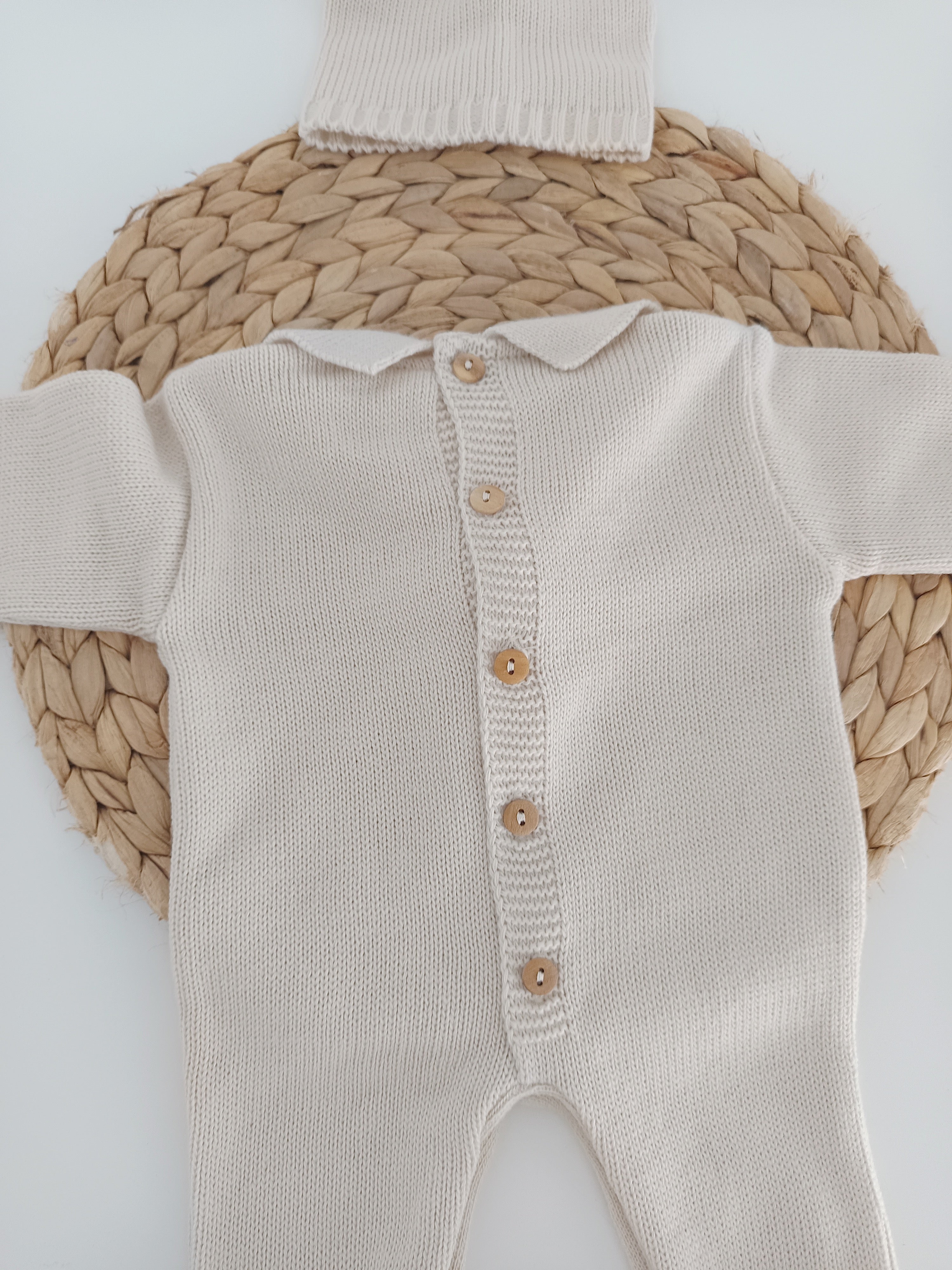 Babygrow de Malha Pompons com Gorro Areia