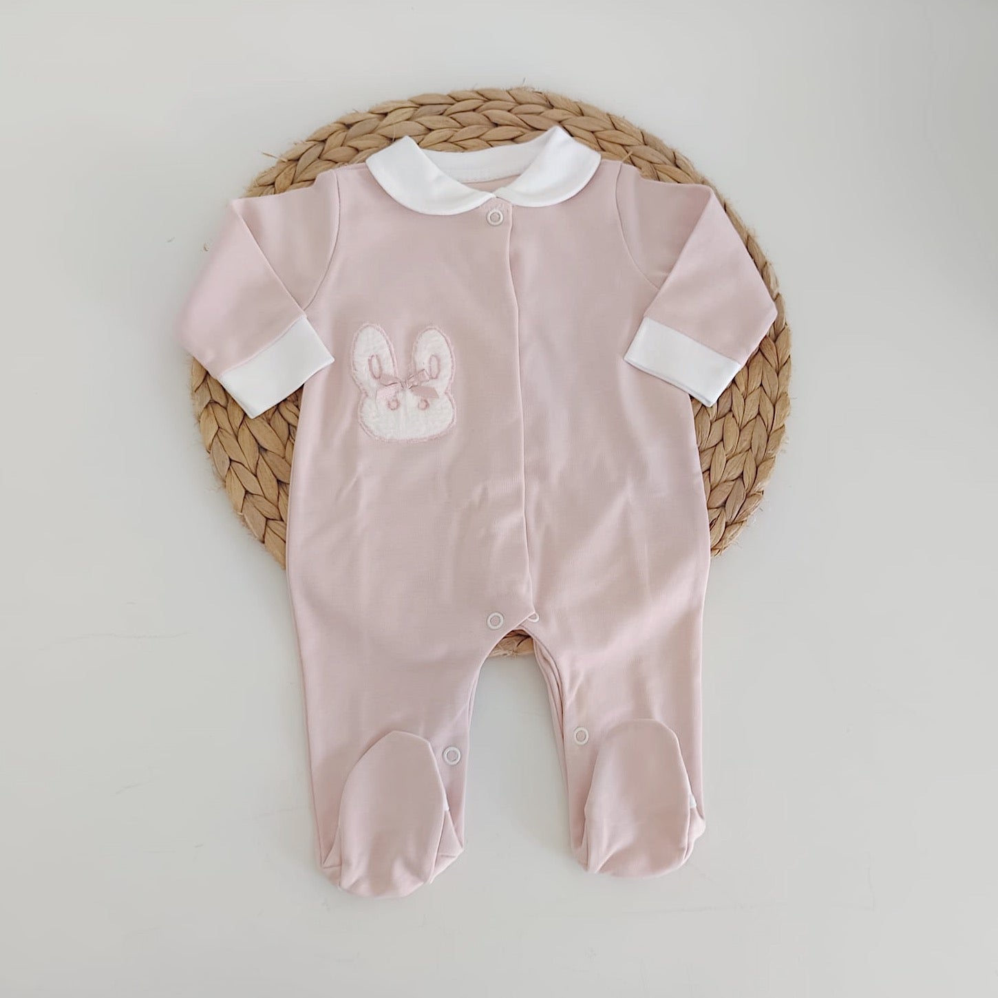 Babygrow Algodão Coelho com Pelo Rosa Velho