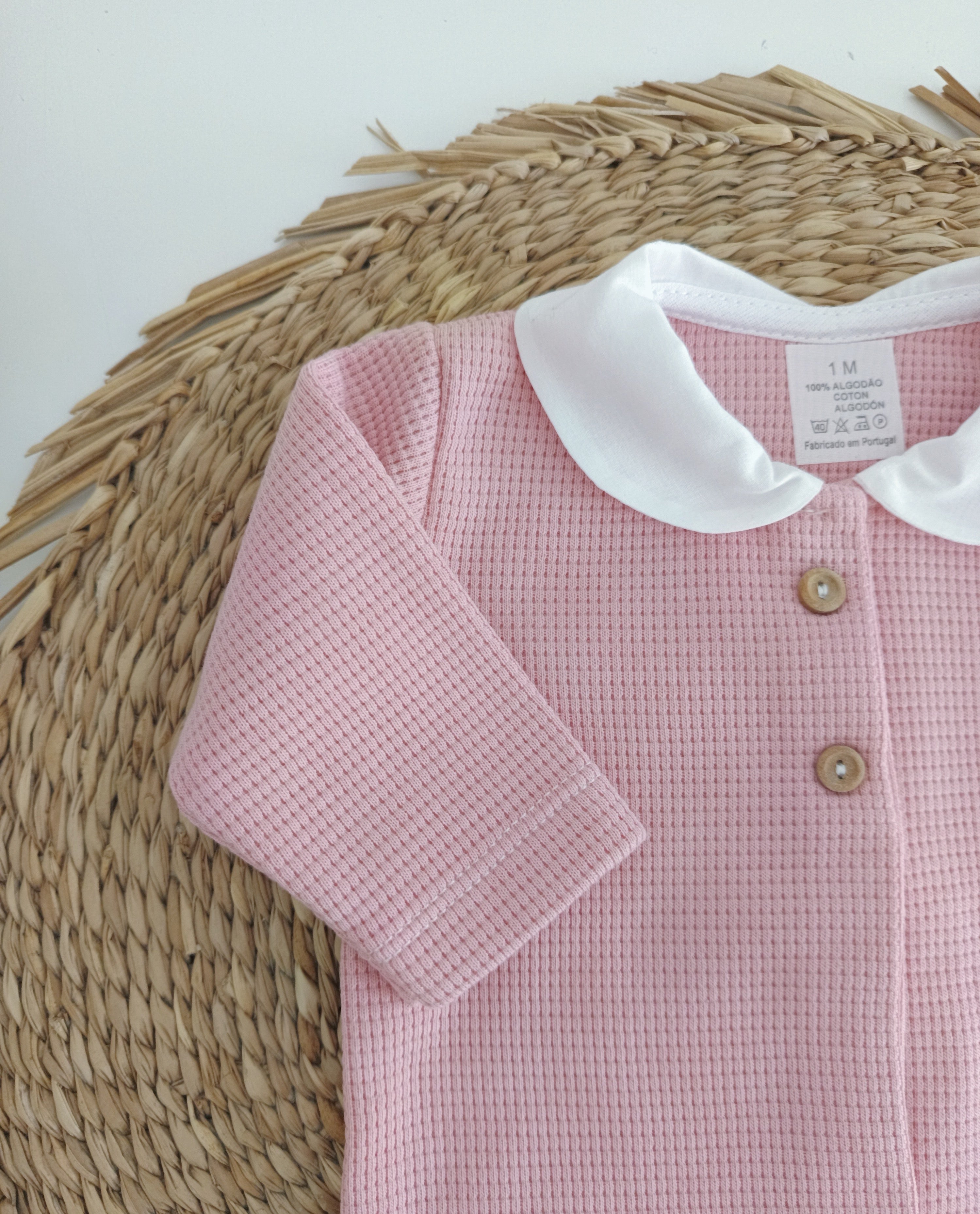 Babygrow Algodão Botões Rosa Velho
