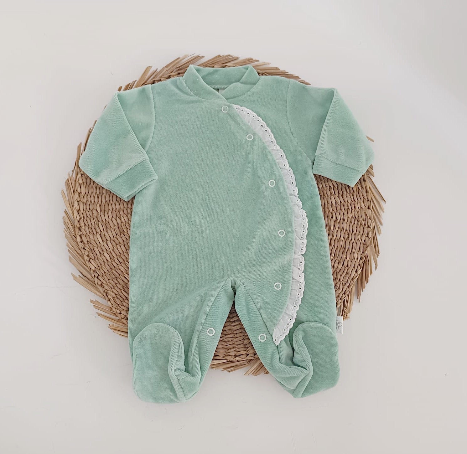 Babygrow Veludo Folho Lateral Verde