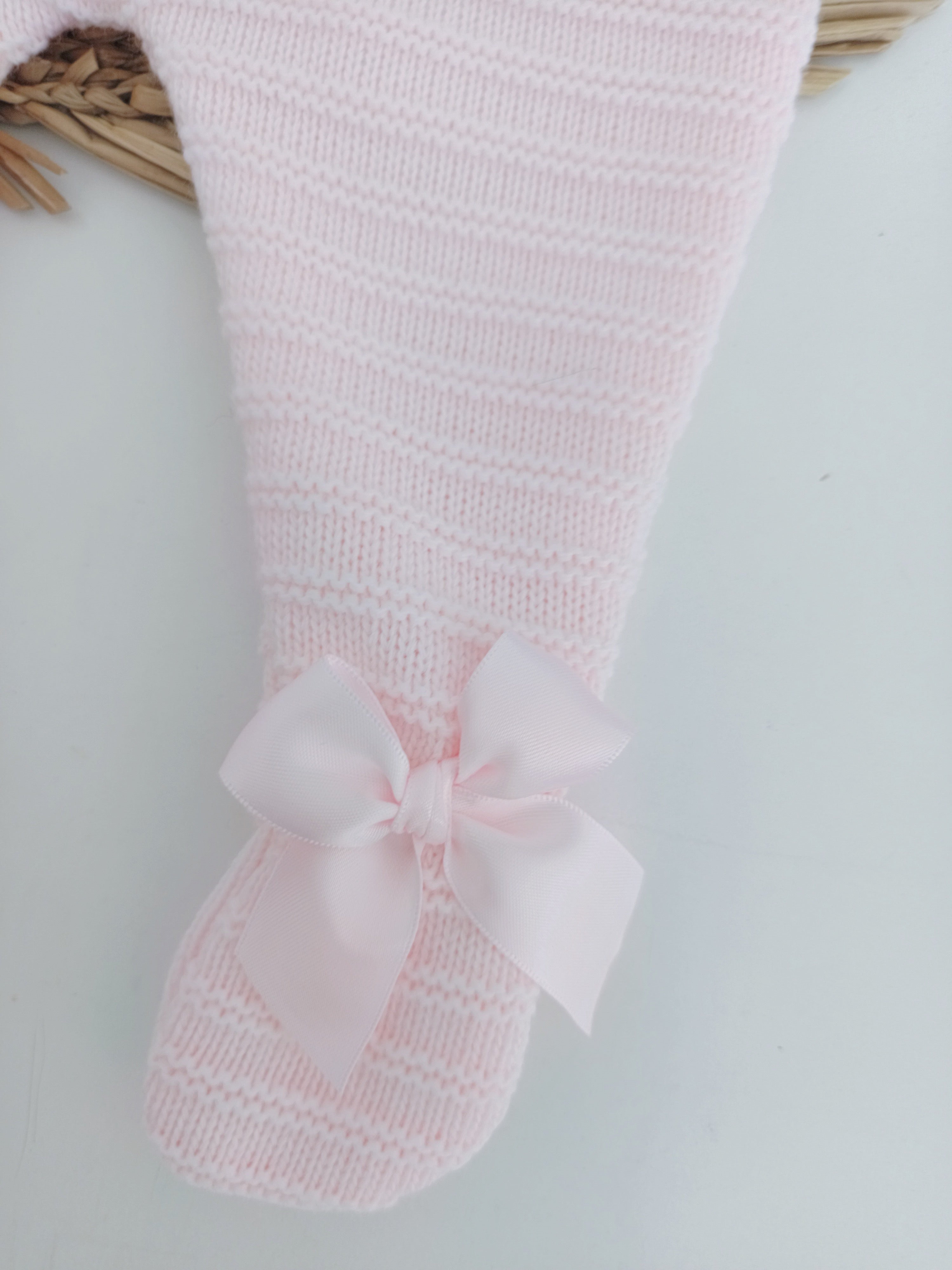 Jardineiras de malha com Camisola Laços nos pés Rosa