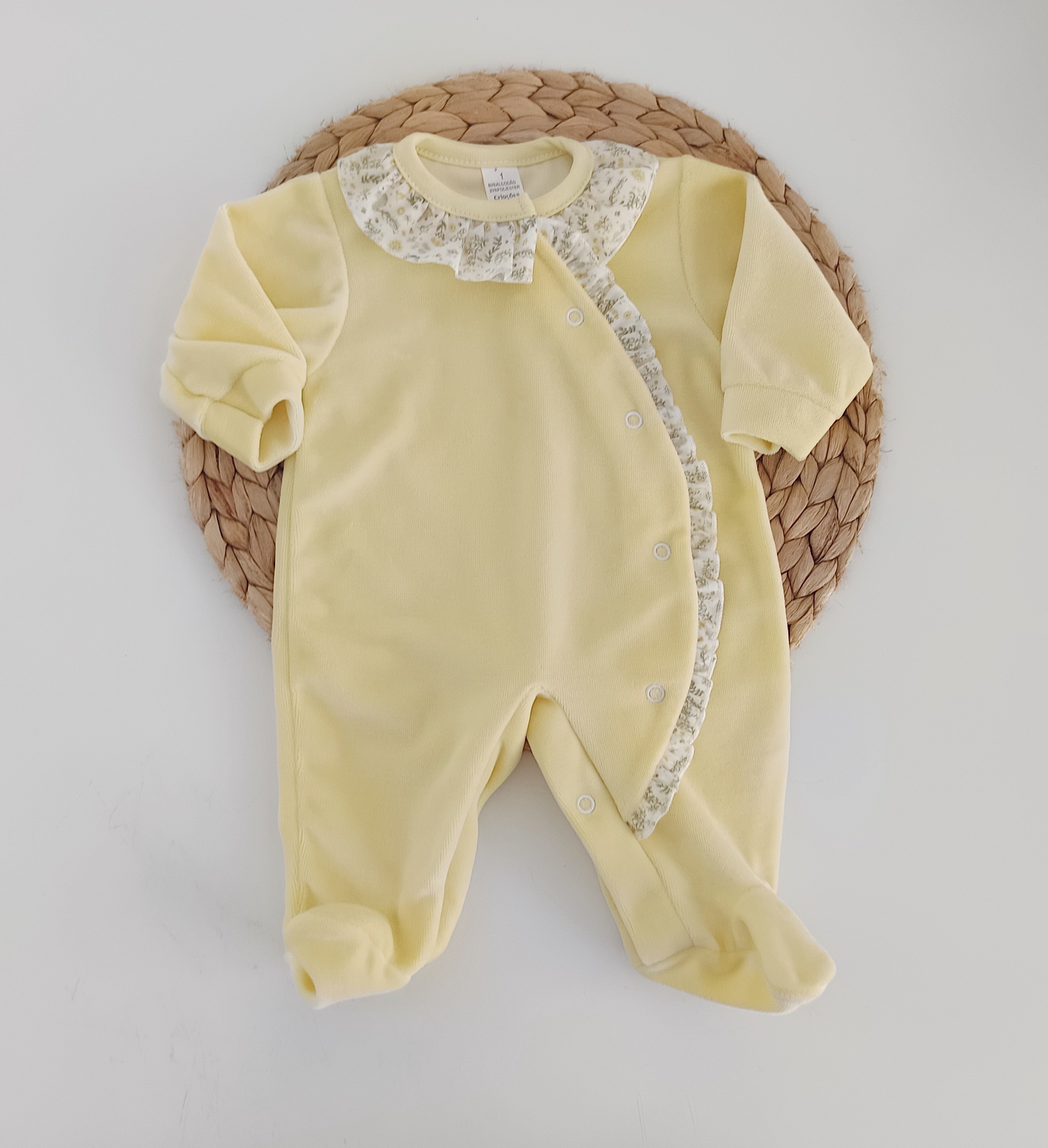 Babygrow Folho e Gola Flores Amarelo