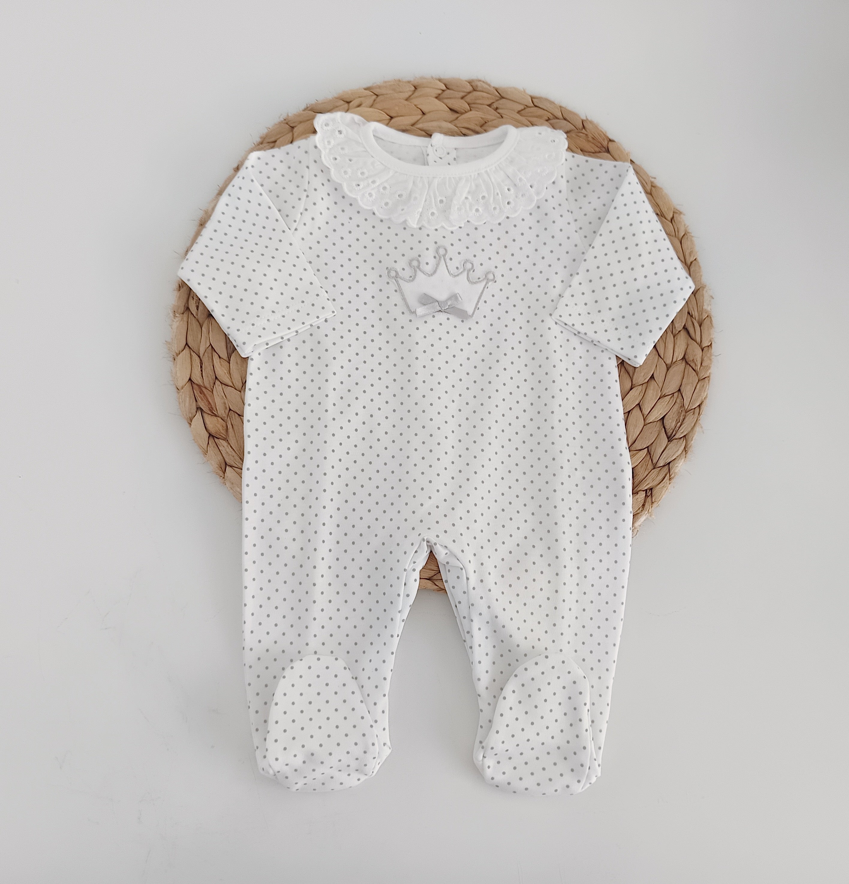 Babygrow Algodão Coroa Cinza