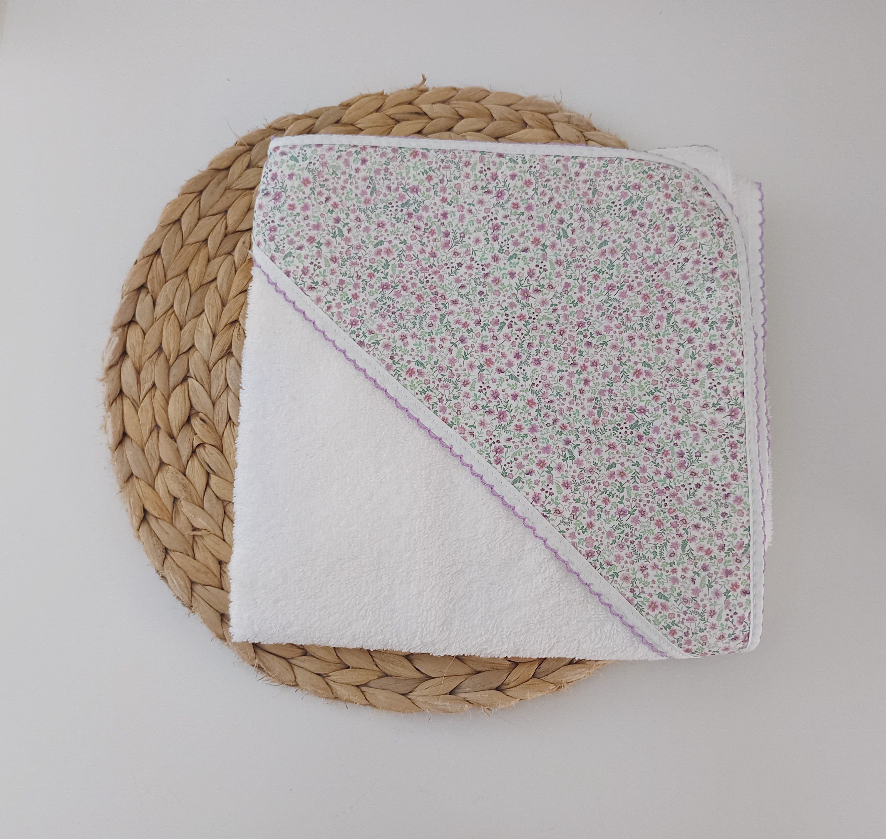 Toalha de banho Bebé Flores Lilás