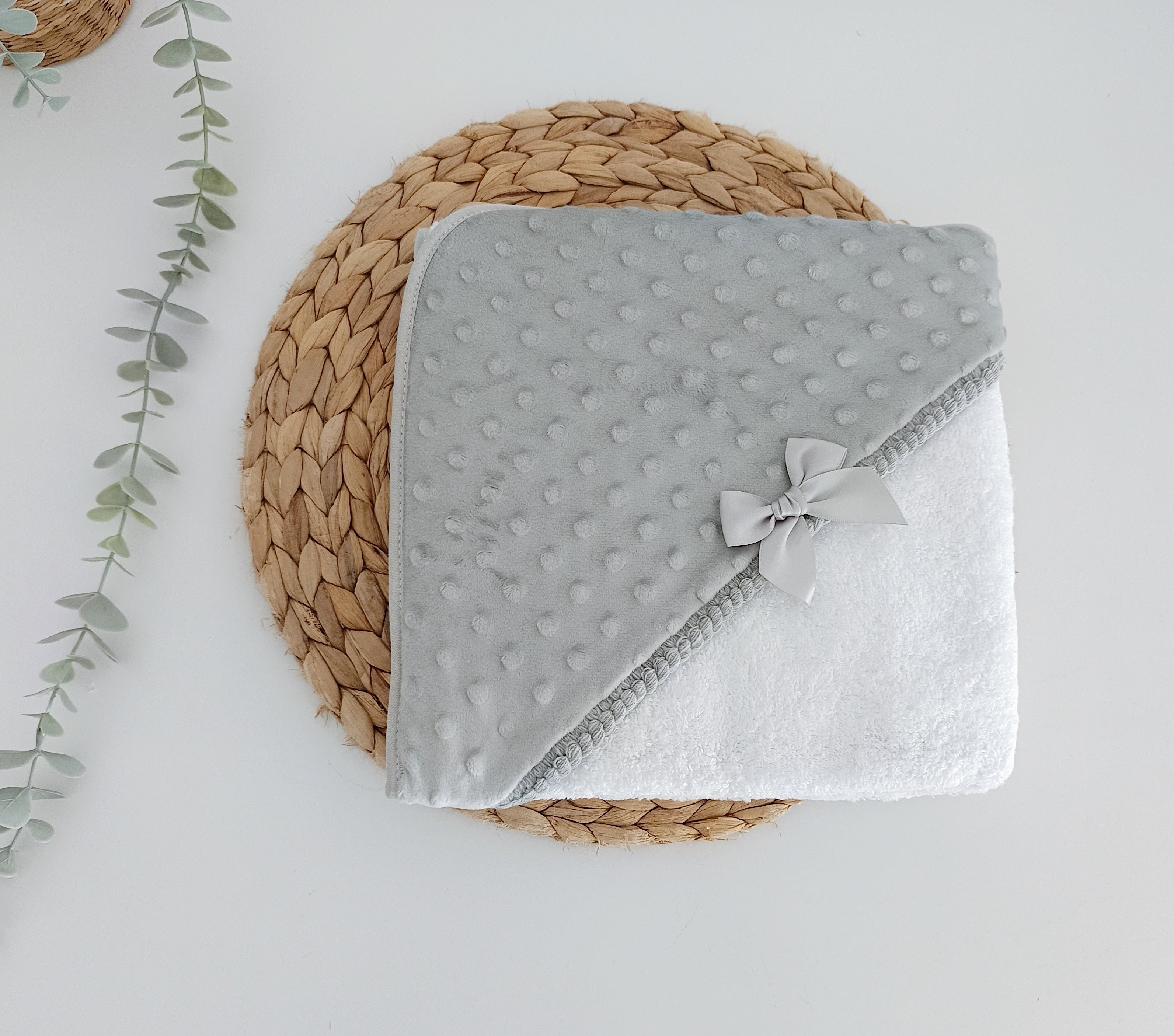 Toalha de banho para bebé Laço Niples Cinza