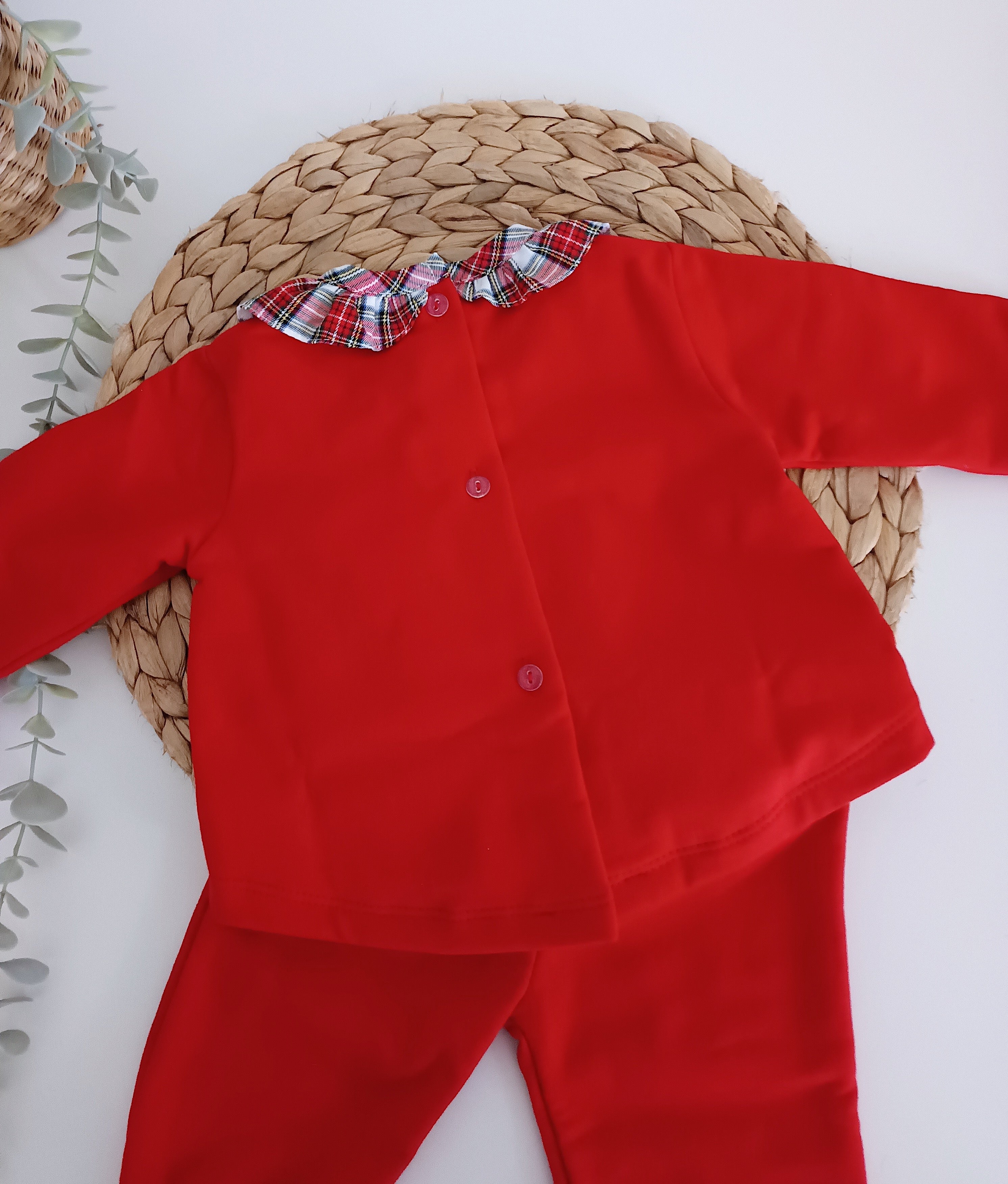 Conjunto Laçarote em baixo Xadrez Vermelho