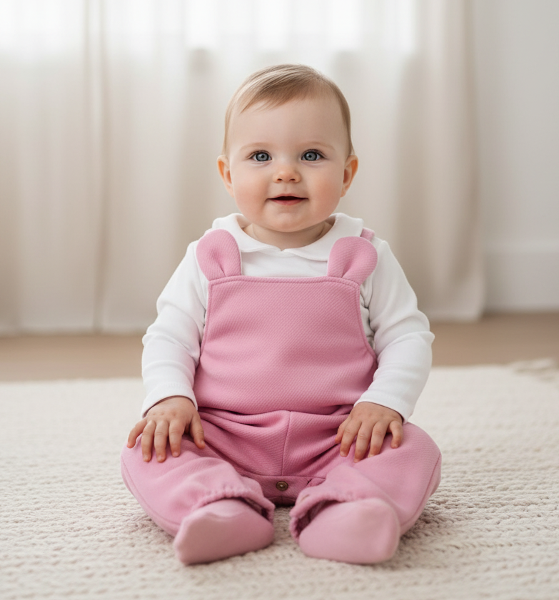 Jardineiras com camisola Orelhinhas Rosa