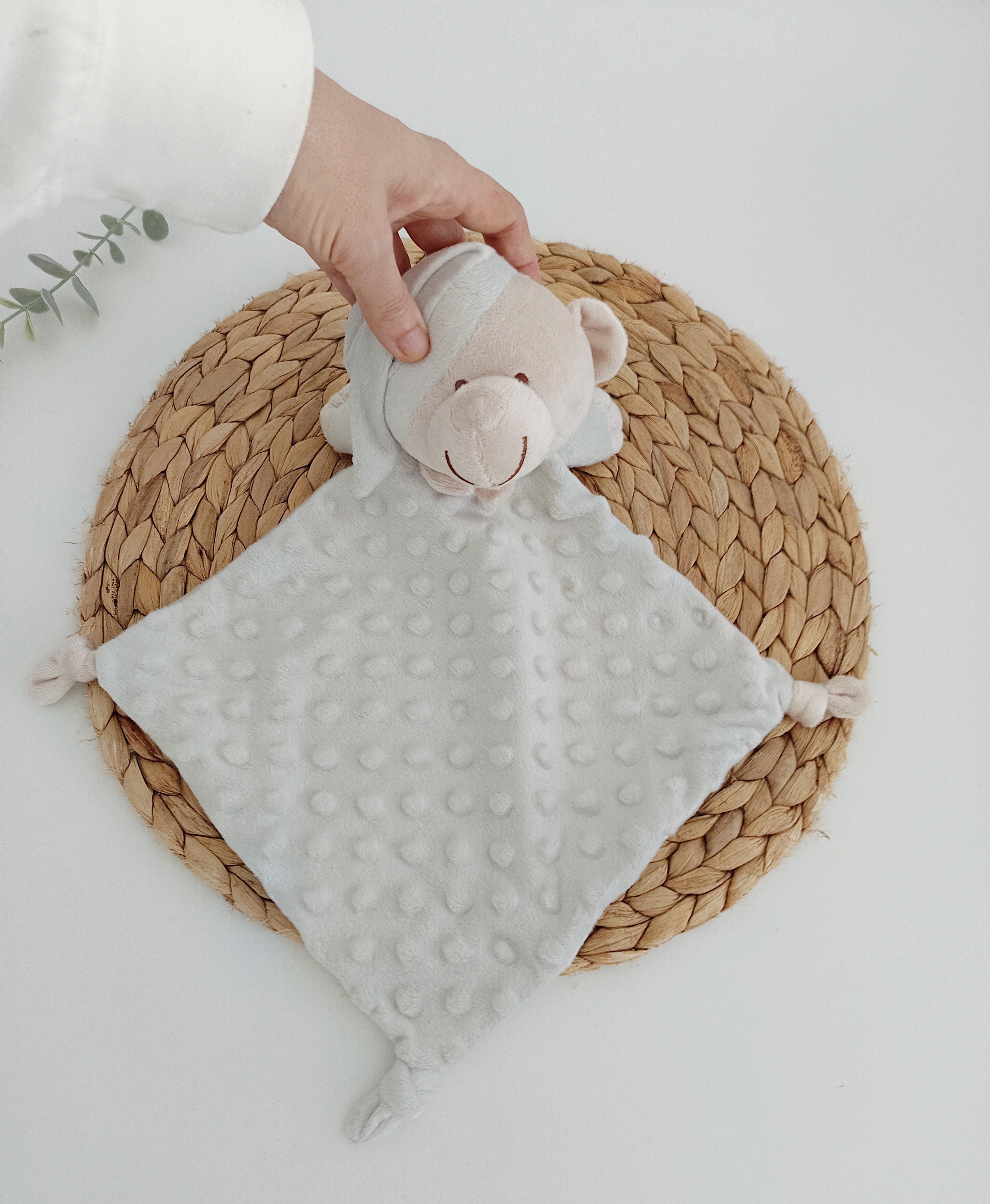 Doudou em pano para Bebé Urso com Barruço