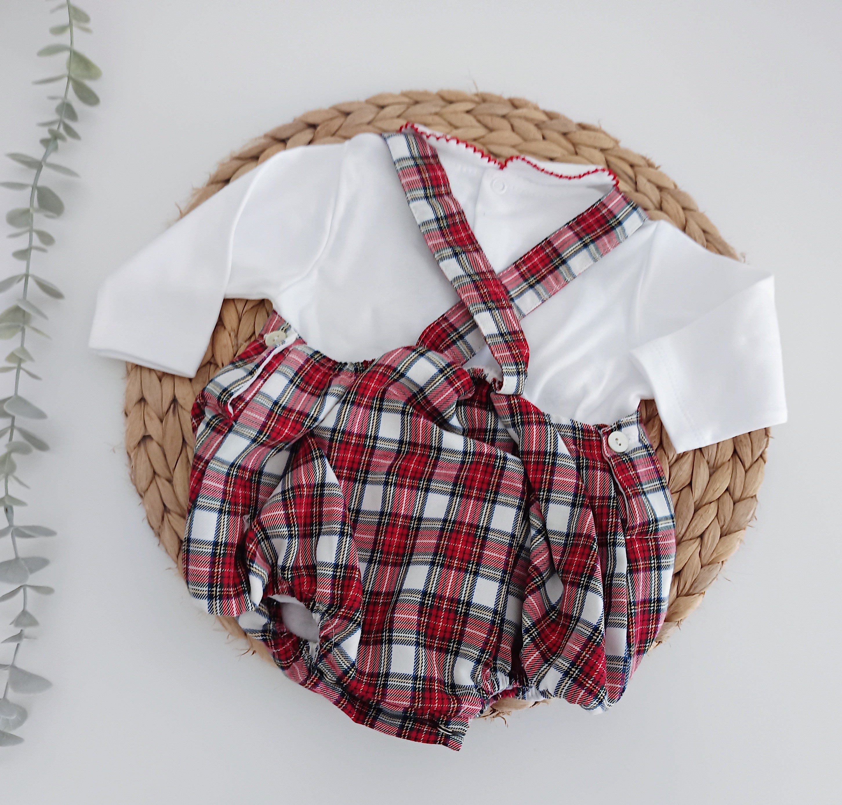 Fofo Xadrez com Blusa Branco Vermelho
