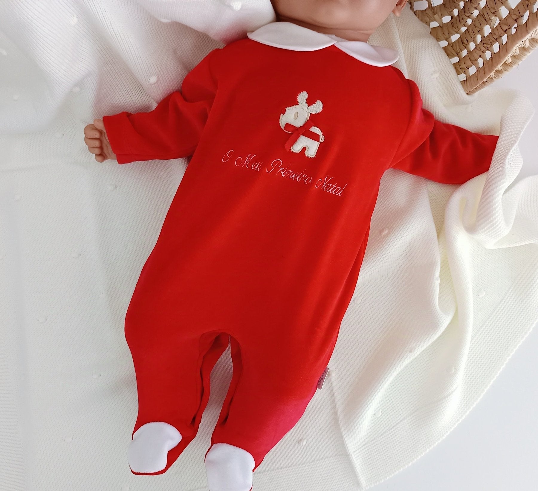 FitFiu Babies® | Babygrow em veludo O Meu Primeiro Natal