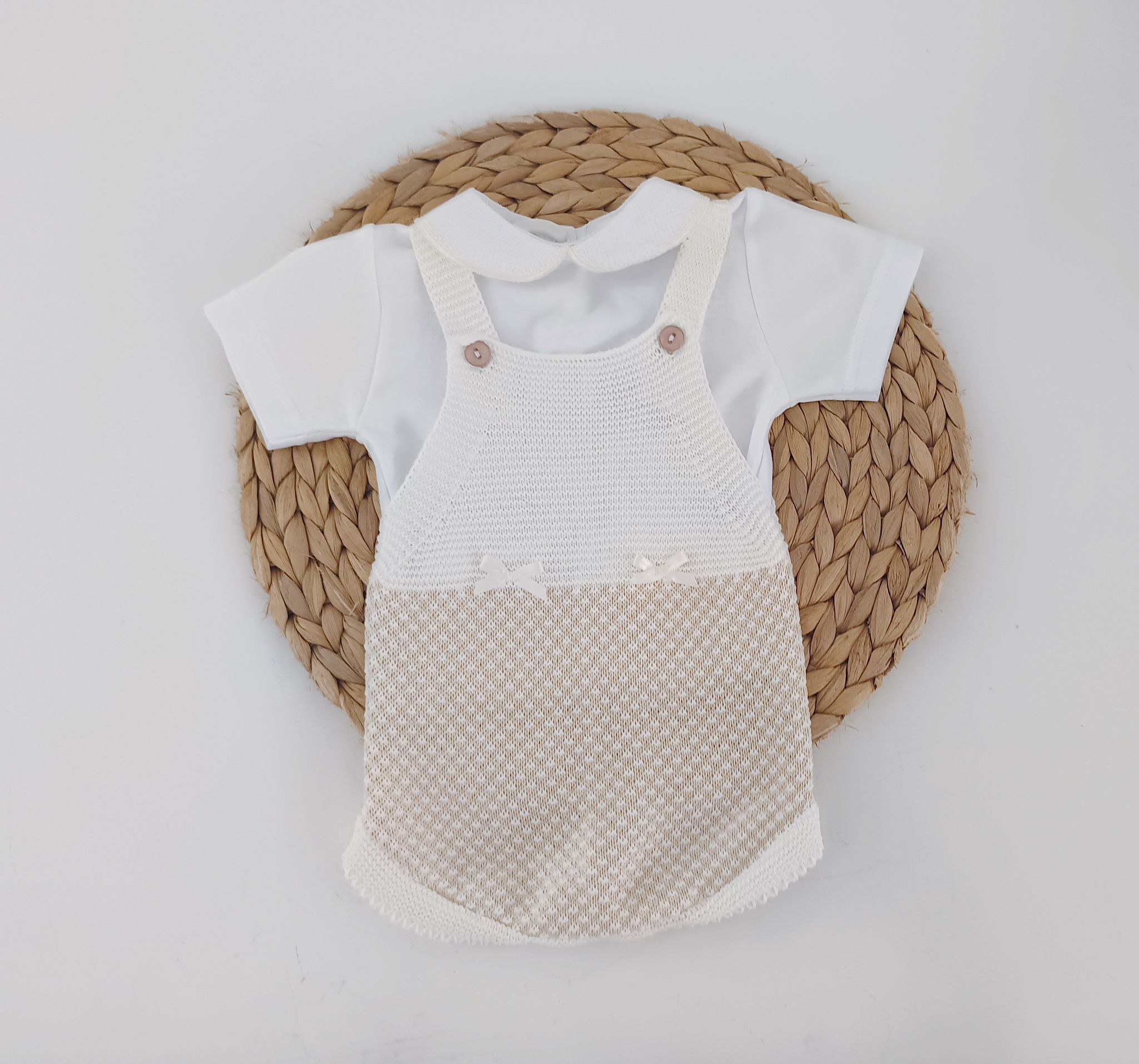 Fofo de Malha com Camisa Manga Curta Mescla Lacinhos Pérola