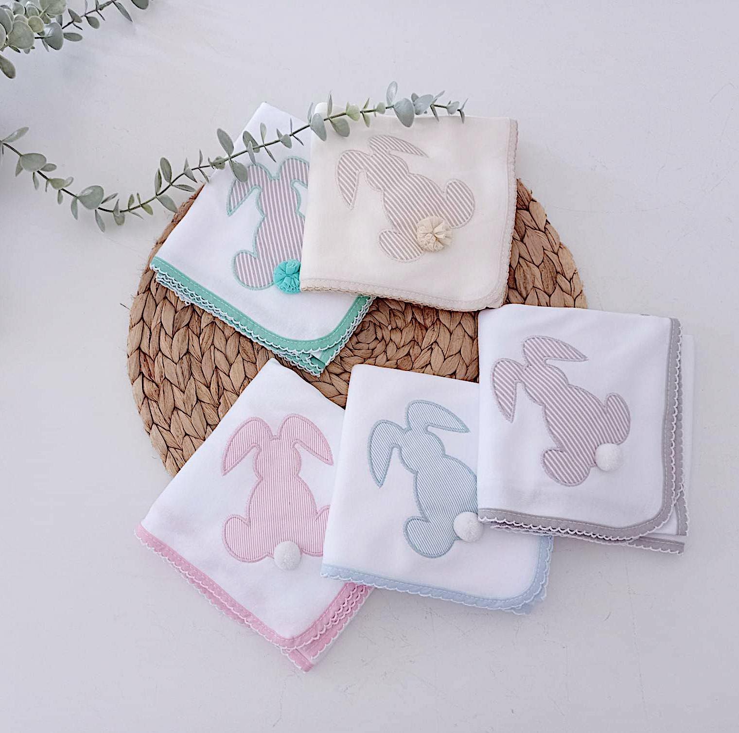 Fralda de pano para Bebé Coelho Pompom