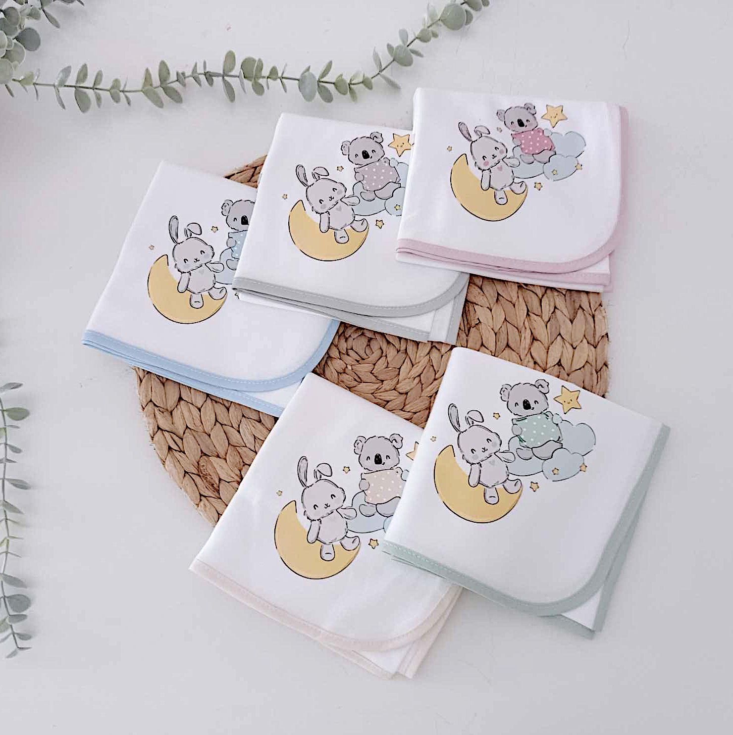 Fralda Algodão estampada Koala e Coelho