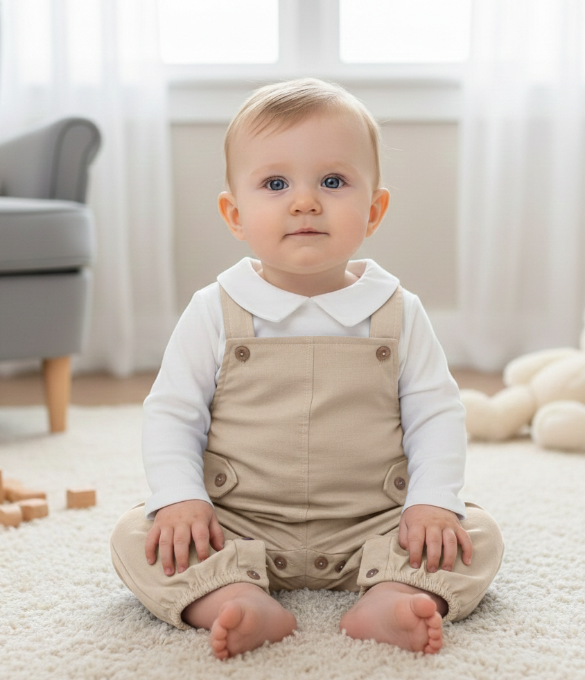Jardineira Básica com Camisa Areia