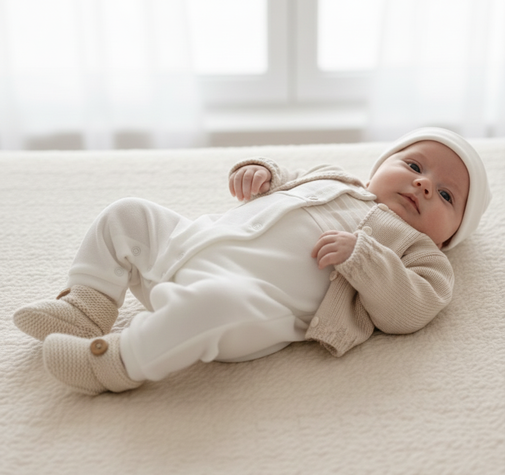 FitFiu Babies® | Conjunto de Primeira Roupinha Riscas Pérola