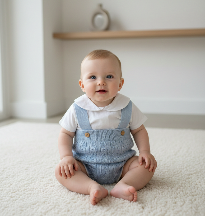 Fofo de Malha com Camisa Manga Curta Azul