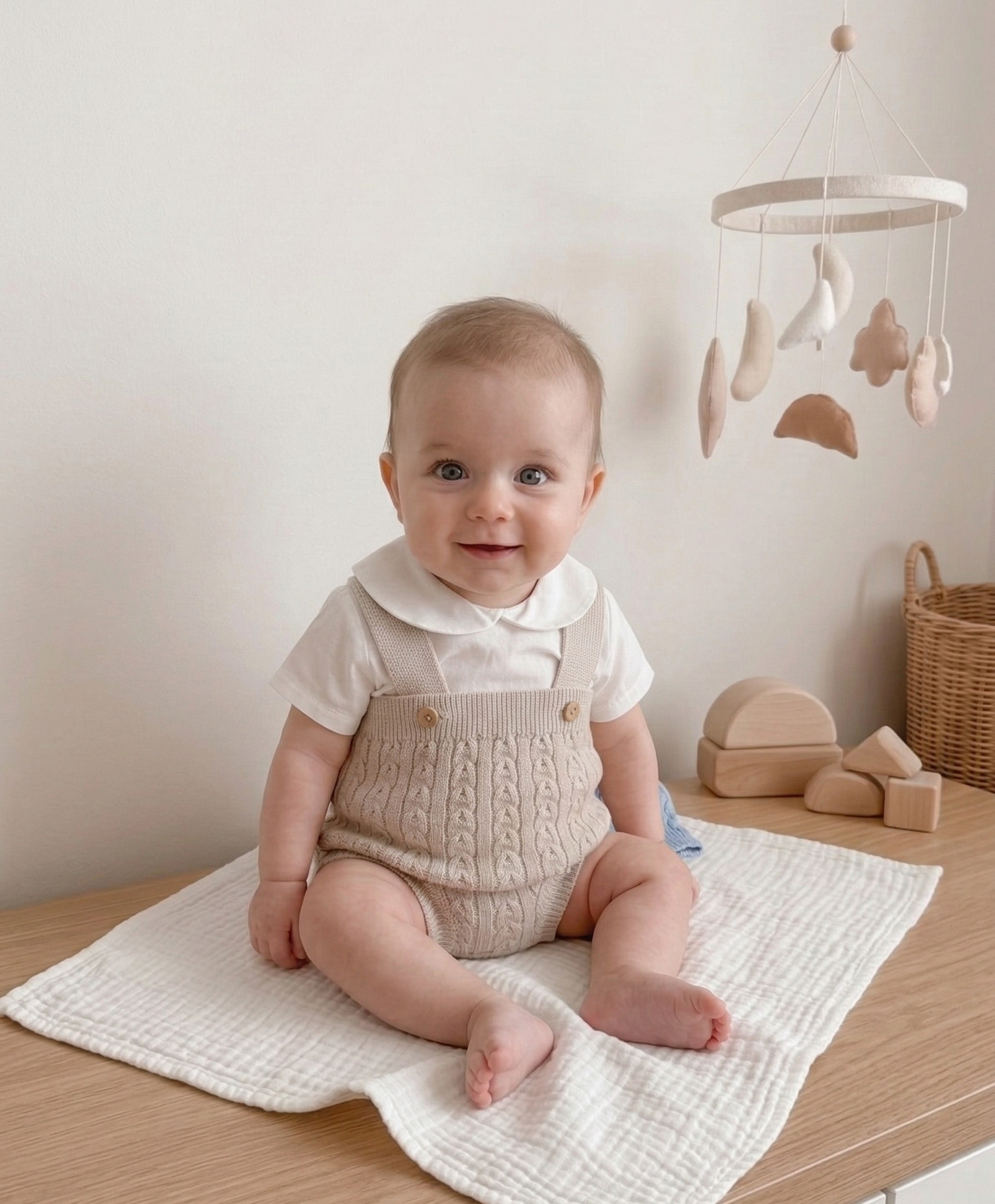 Fofo de Malha com Camisa Manga Curta Areia