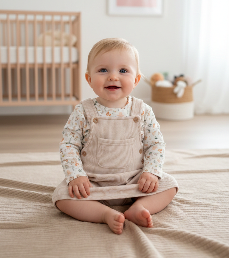 Vestido de Bombazine com Camisola flores Areia