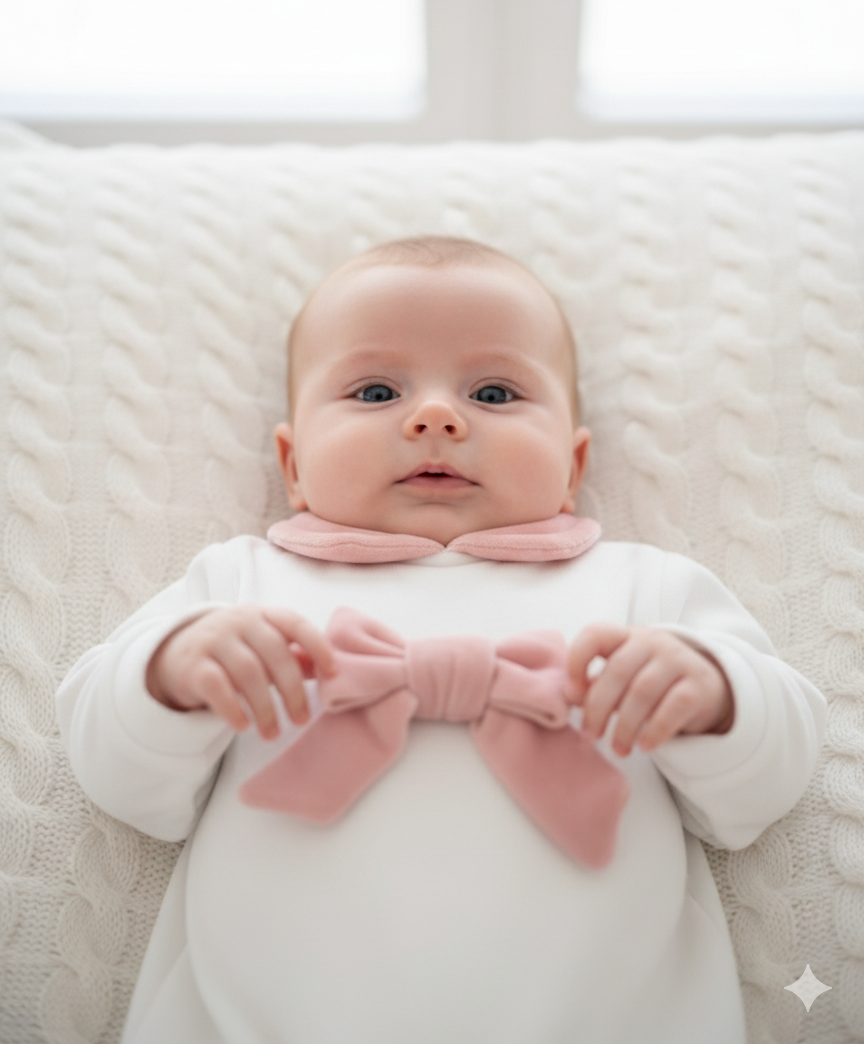 FitFiu Babies® | Babygrow Veludo Laço Rosa Velho