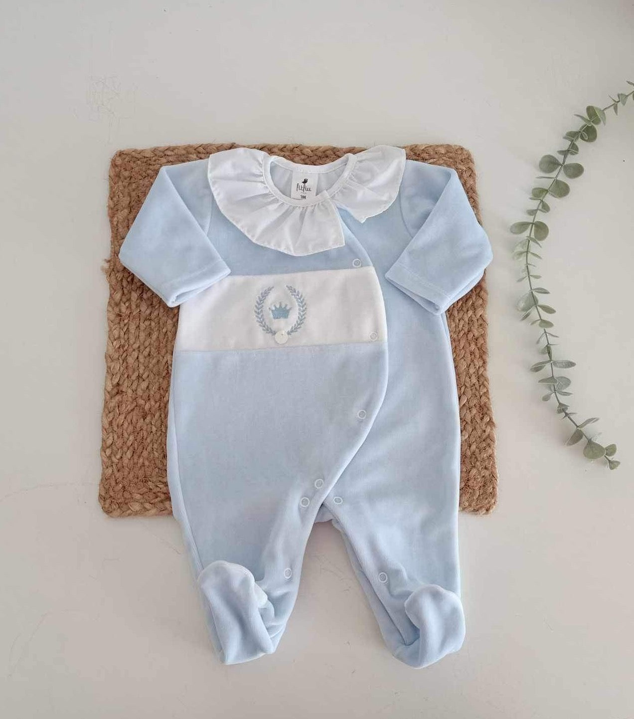 FitFiu Babies® | Babygrow Veludo Coroa Azul