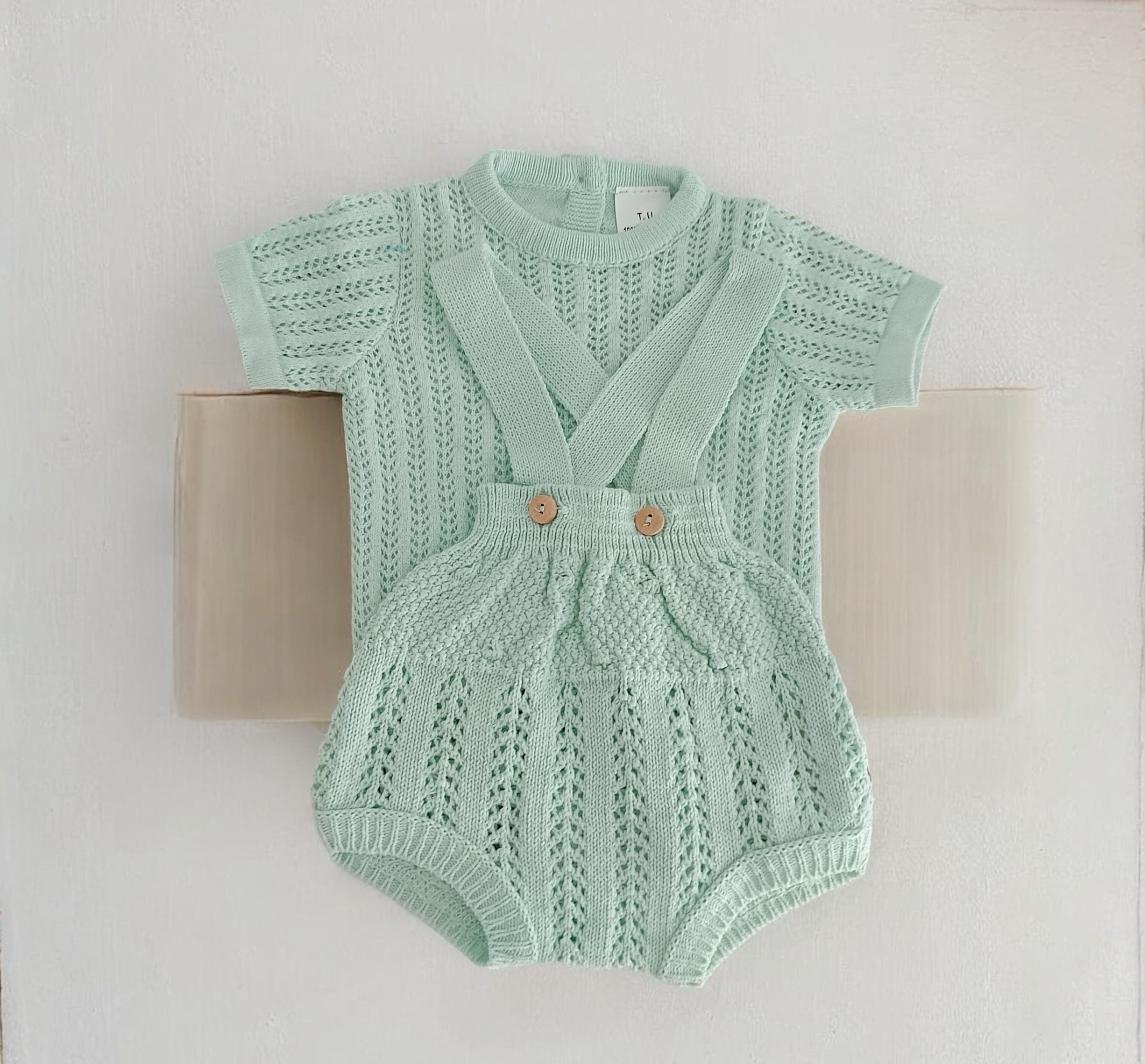 Fofo de Malha com Camisola Verde Água