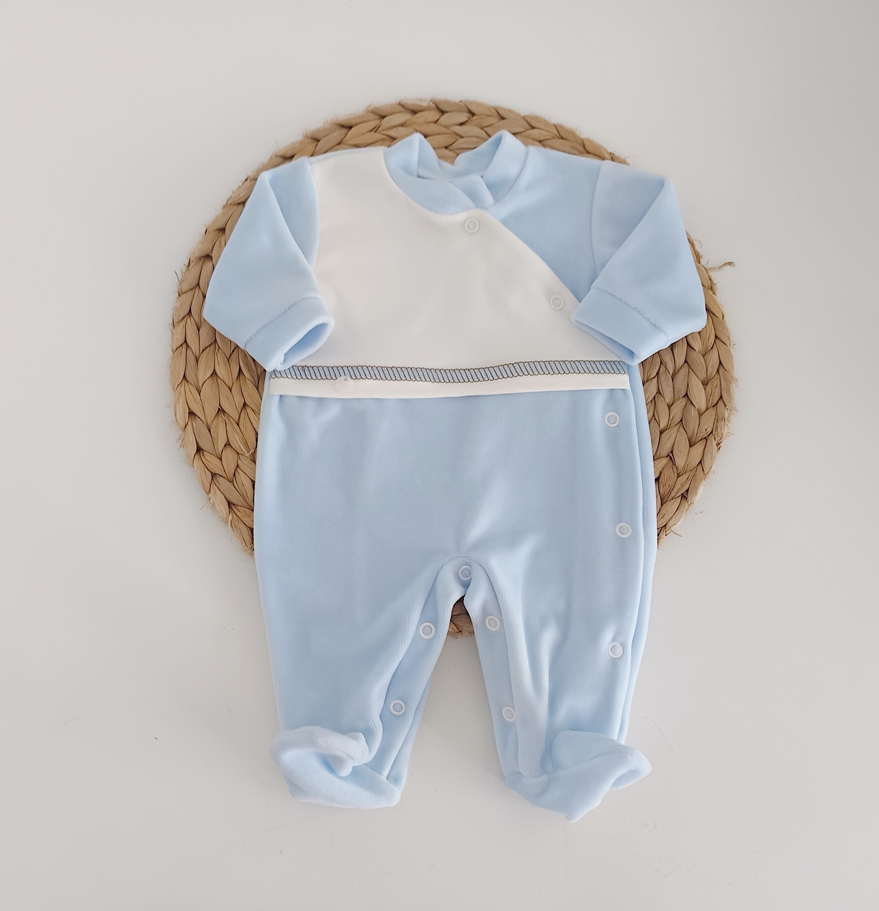 Babygrow Veludo Peitilho Barra Azul