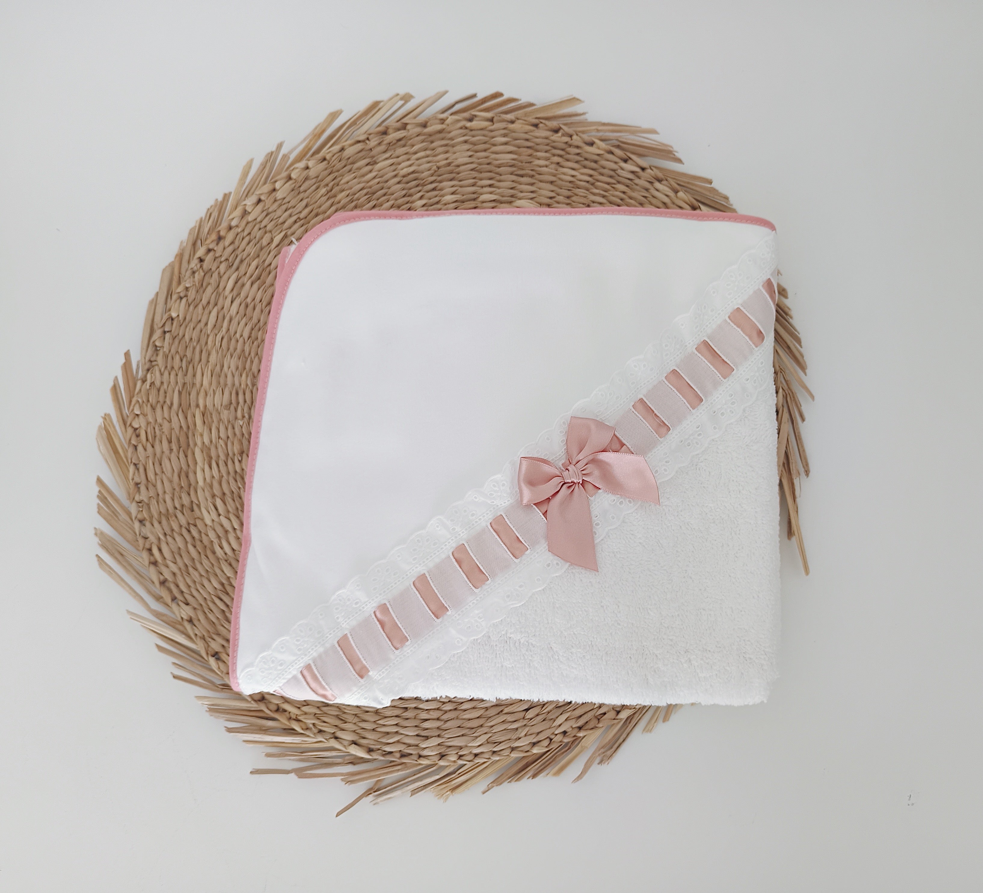 Toalha de banho Bebé Renda Rosa Velho