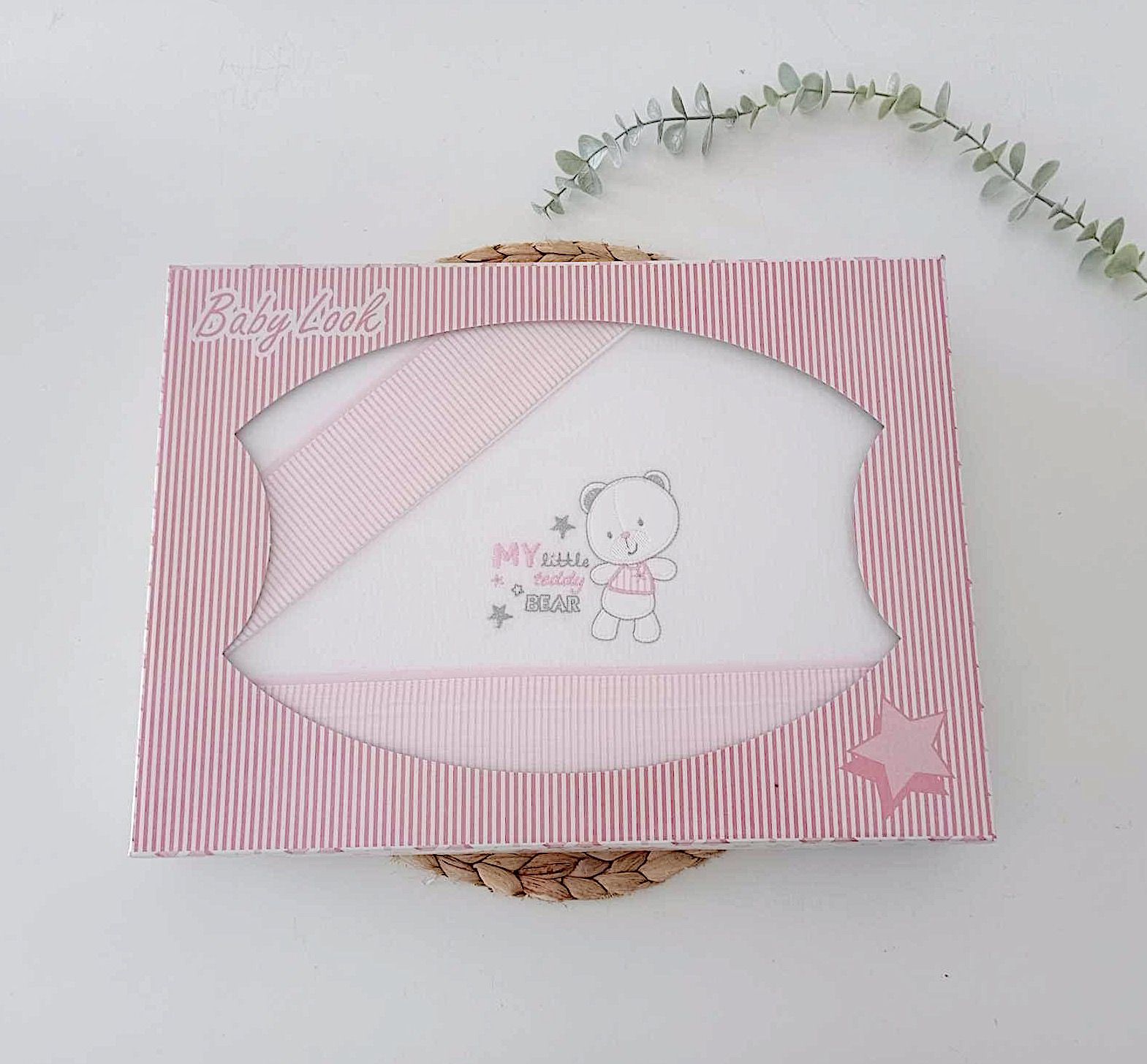 Jogo de Lençol Flanela p/ Cama Grades Urso Rosa