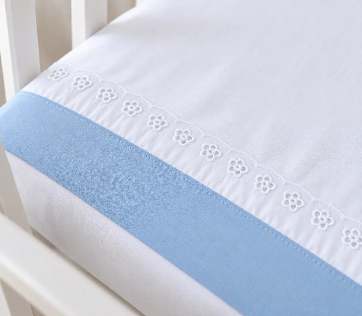 Jogo de Lençol Algodão p/ Cama Grades Barra Azul