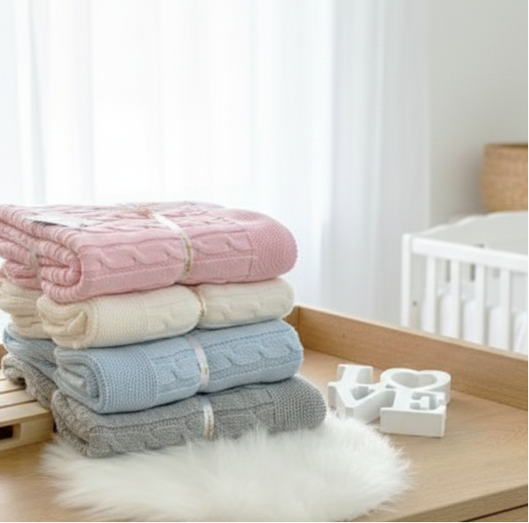 Manta de Malha para Bebé Trança