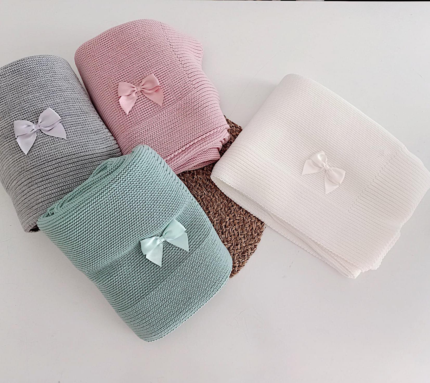 Manta de Malha para Bebé Laço Simples