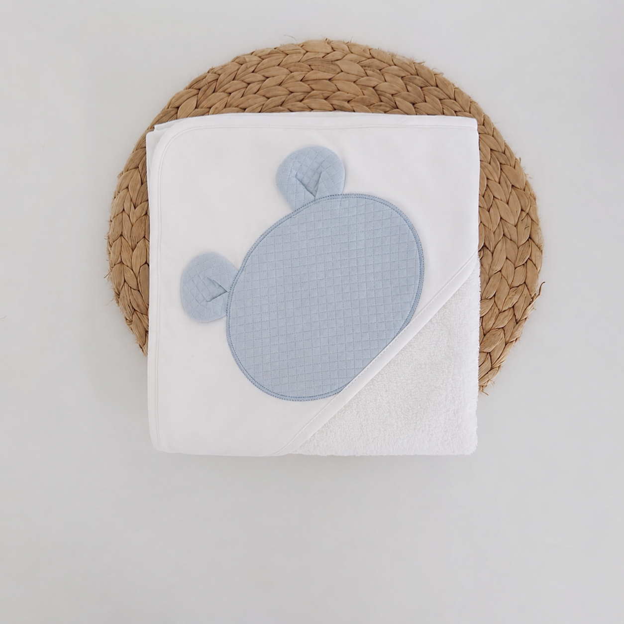 Toalha de Banho para Bebé Urso Orelhas Azul