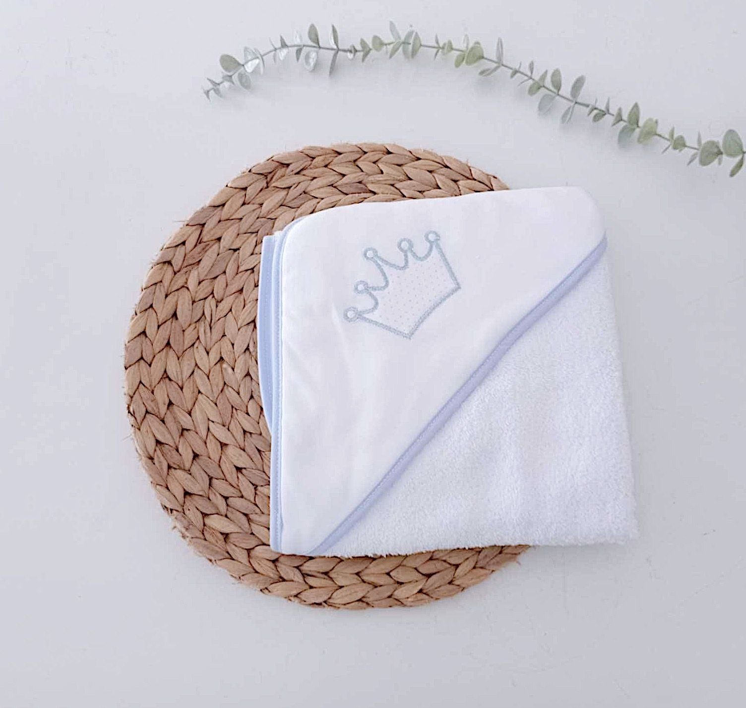 Toalha de Banho para Bebé Coroa Azul