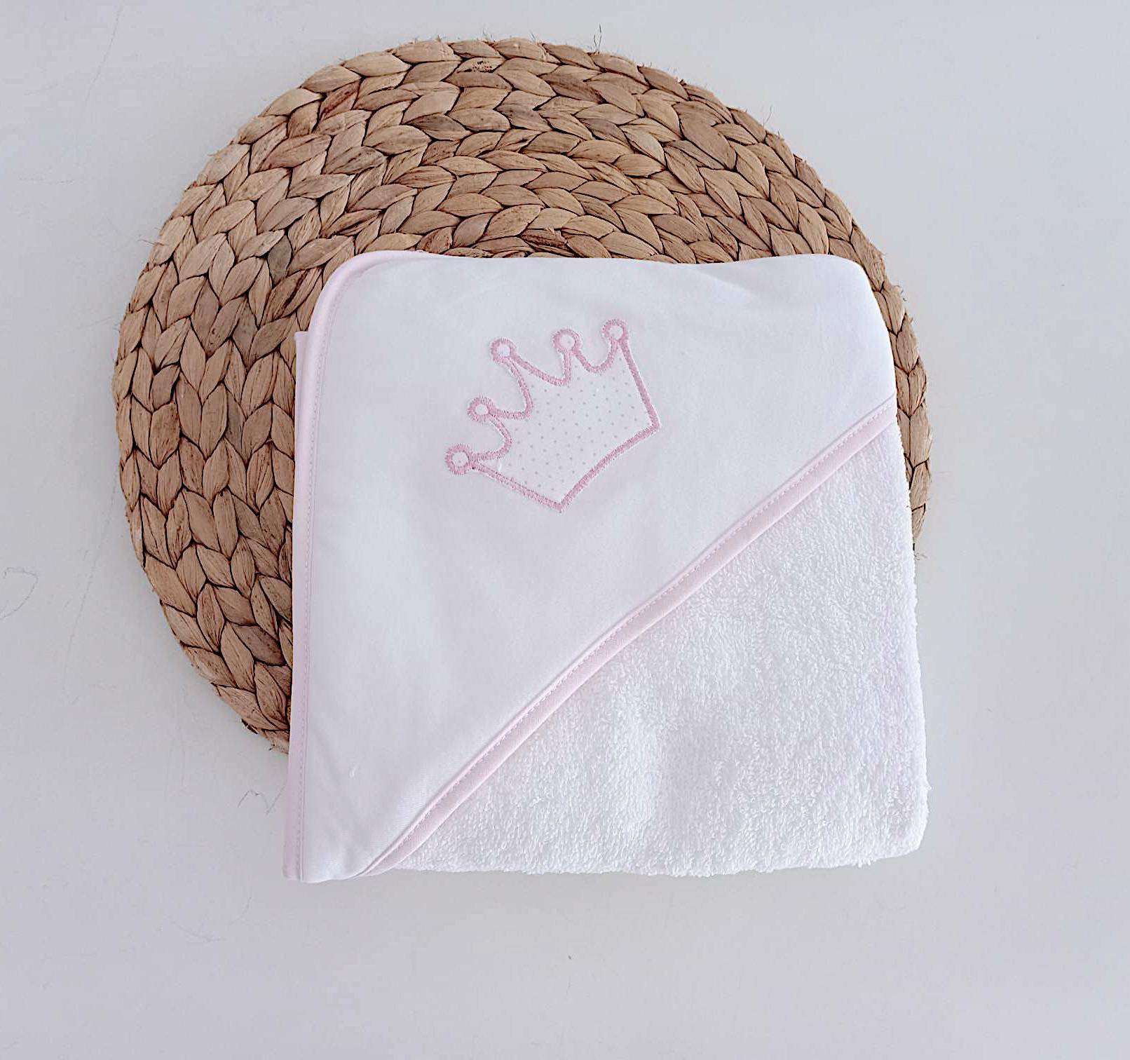 Toalha de Banho para Bebé Coroa Rosa