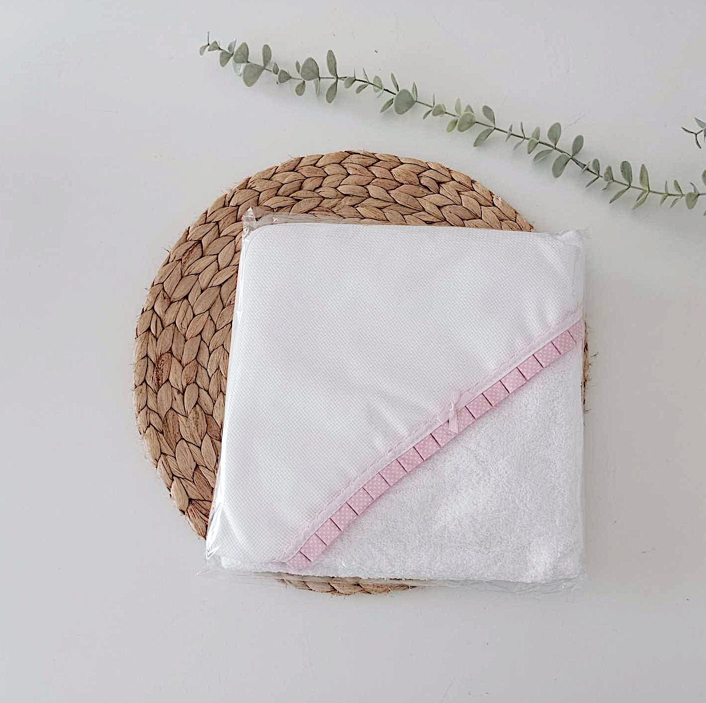 Toalha de banho Bebé Folho Pintas Rosa