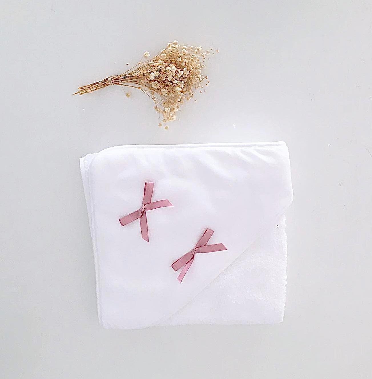 Toalha de banho para bebé Rosa Velho Dois laços