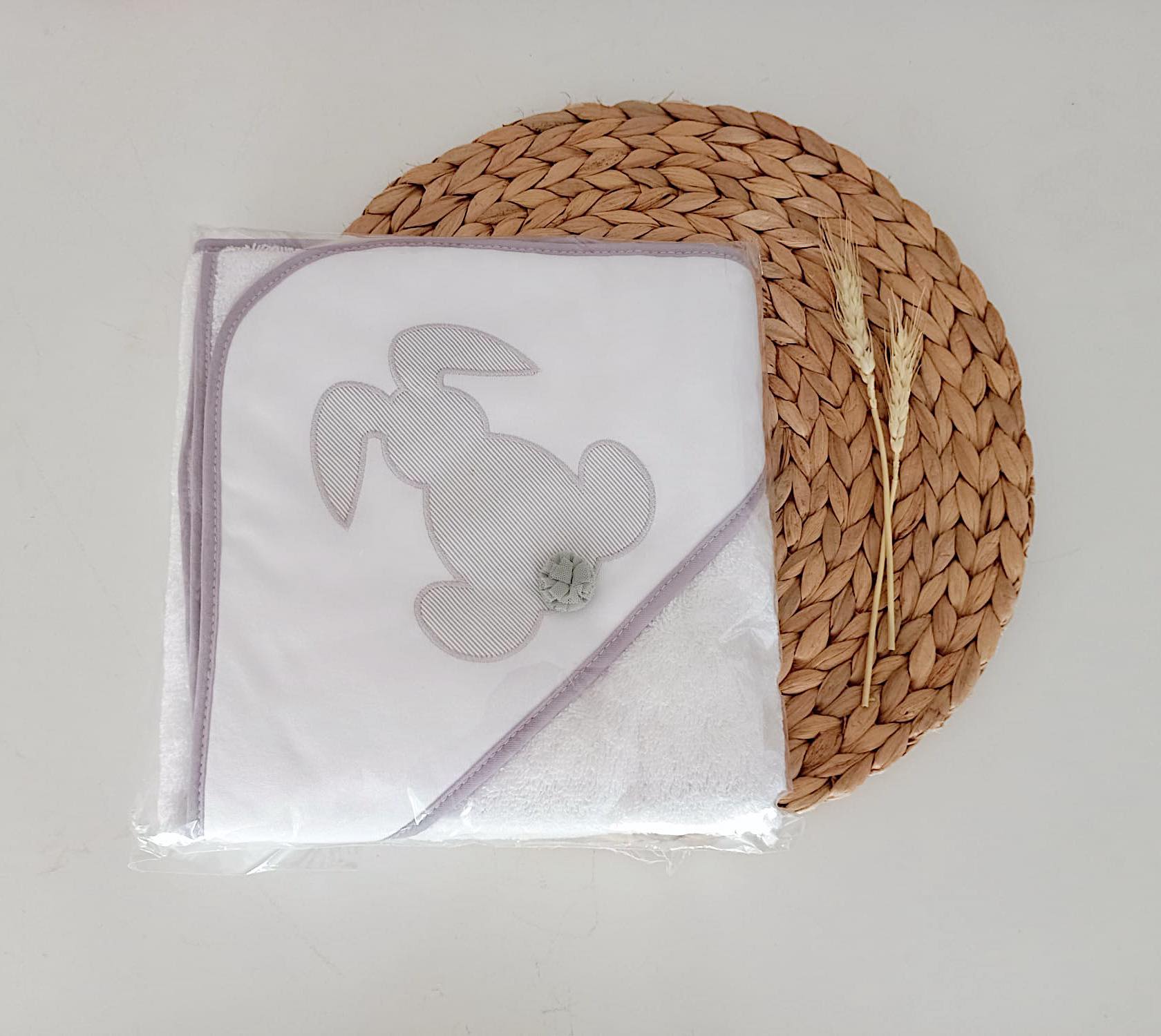 Toalhão de banho Coelho Pompom Cinza