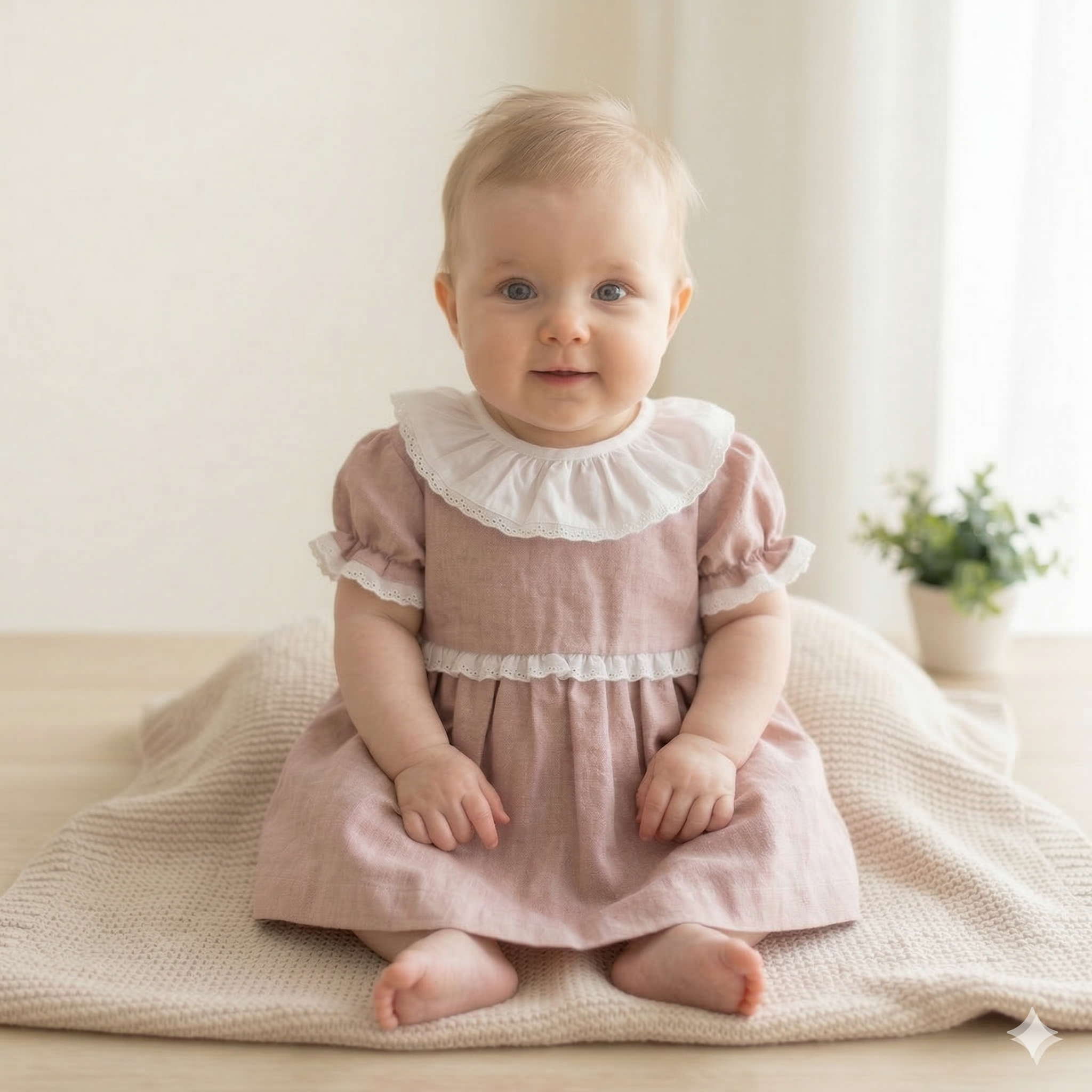 Vestido para bebé de Tecido manga curta Rosa Velho