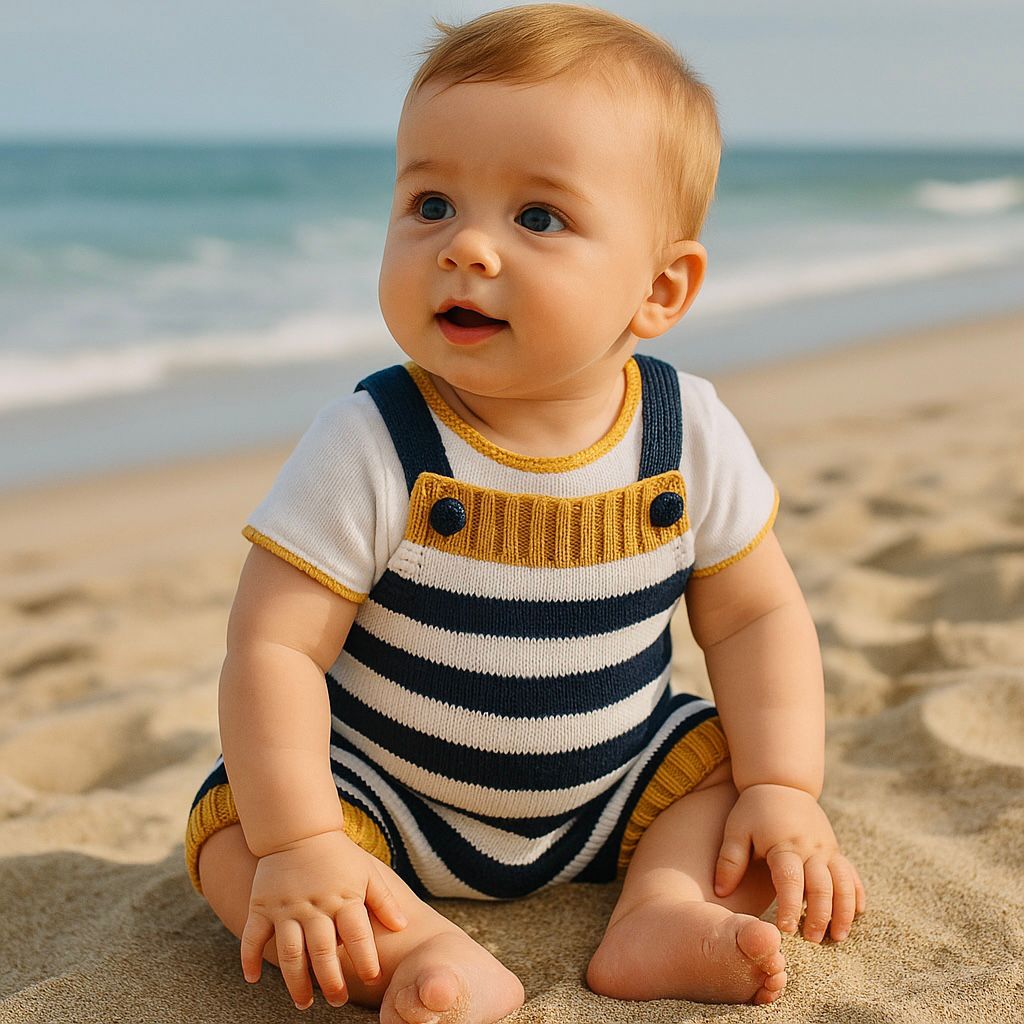 Bebé vestido macacão riscas marinho camisola conjunto 2 peças FitFiu Babies