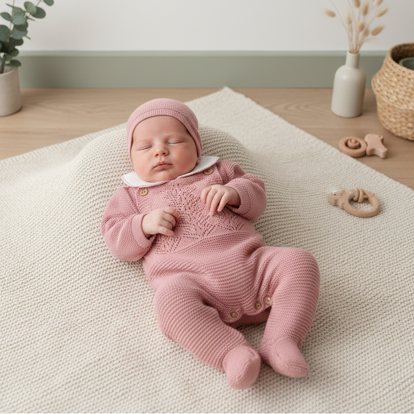 Jardineira Malha Algodão Saída Maternidade Rosa Velho