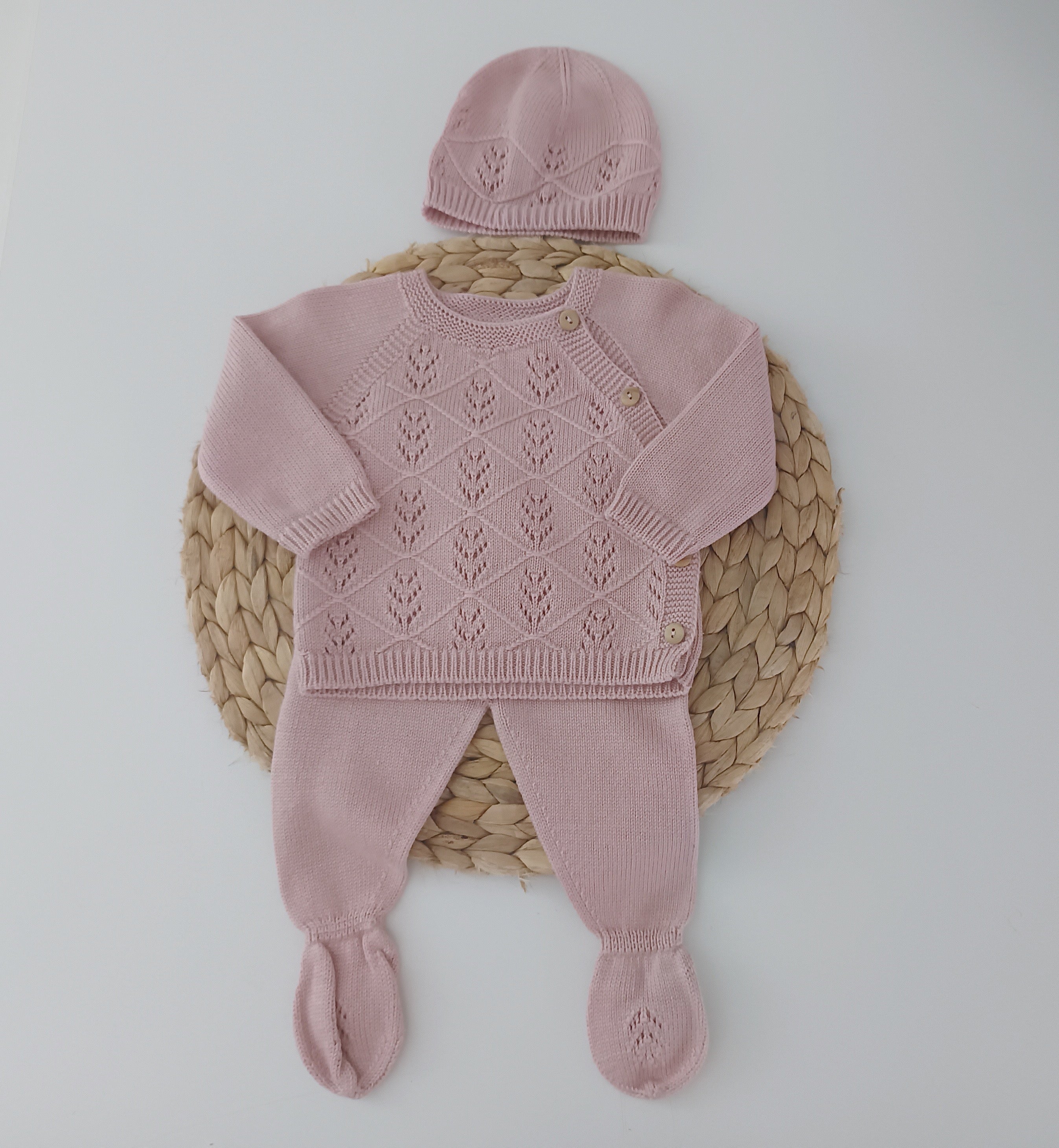Conjunto de Malha com gorro Rosa Velho