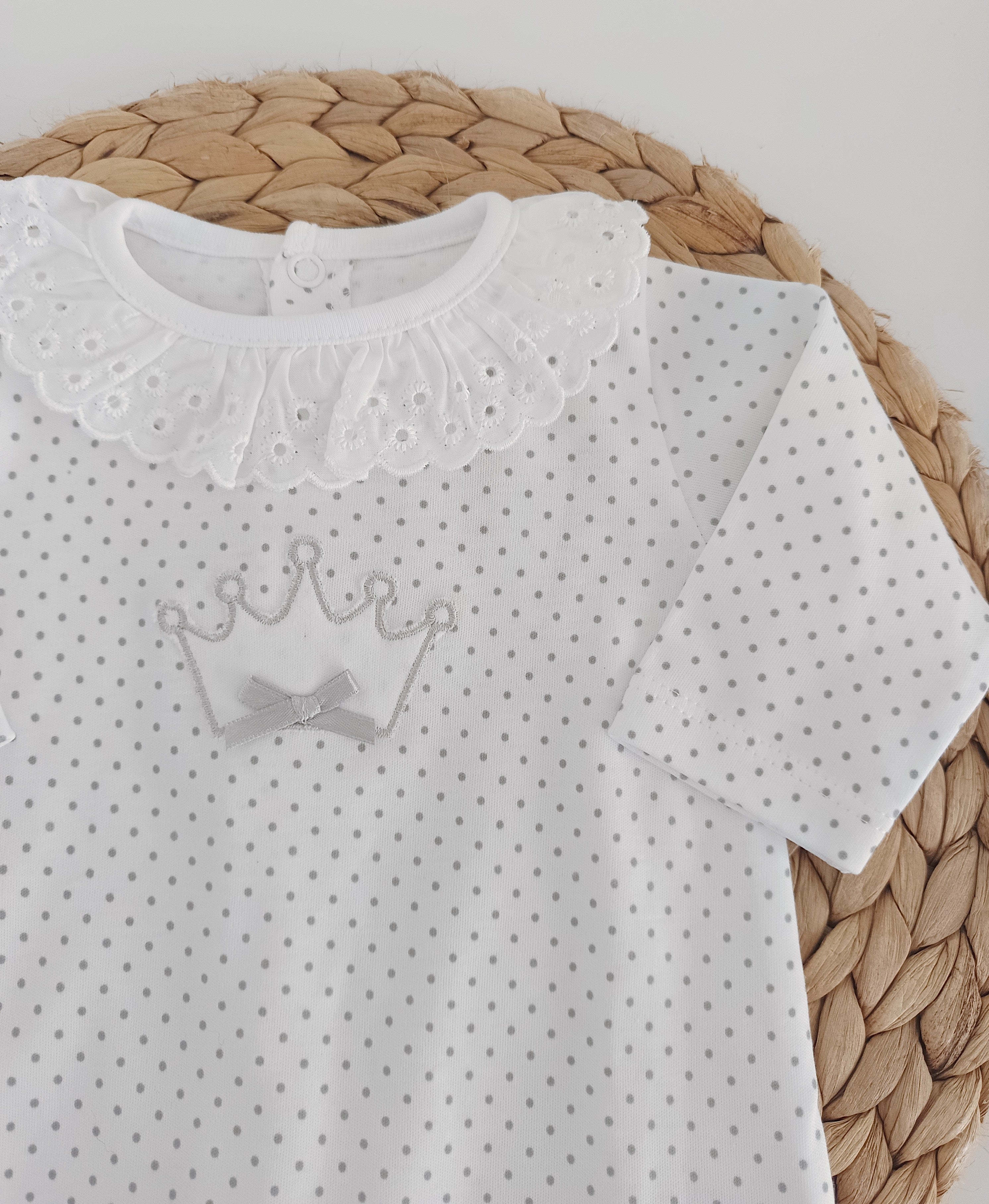 Babygrow Algodão Coroa Cinza