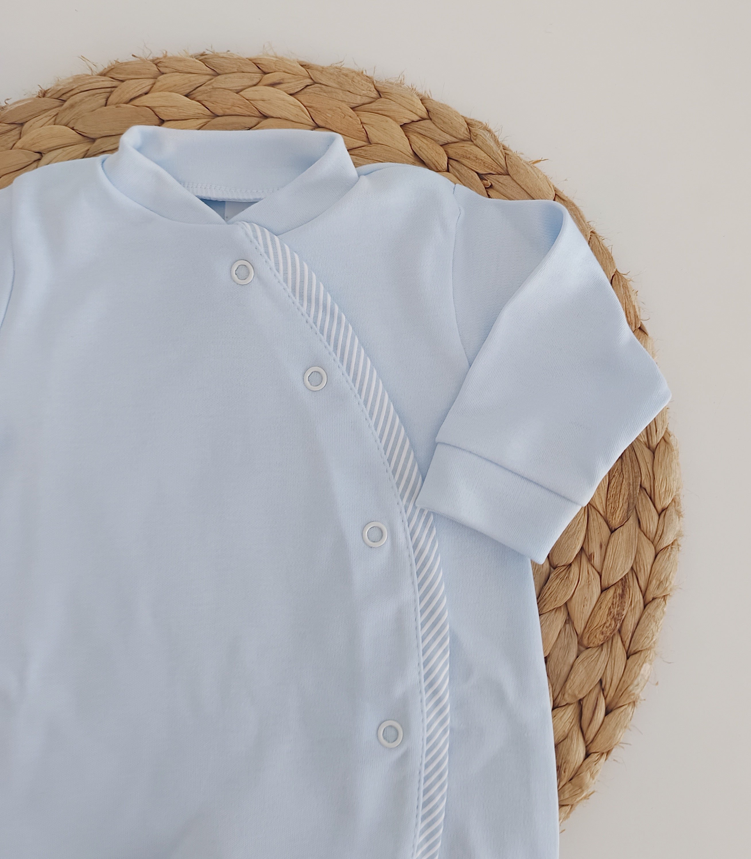 Babygrow Algodão Folho Riscas Azul