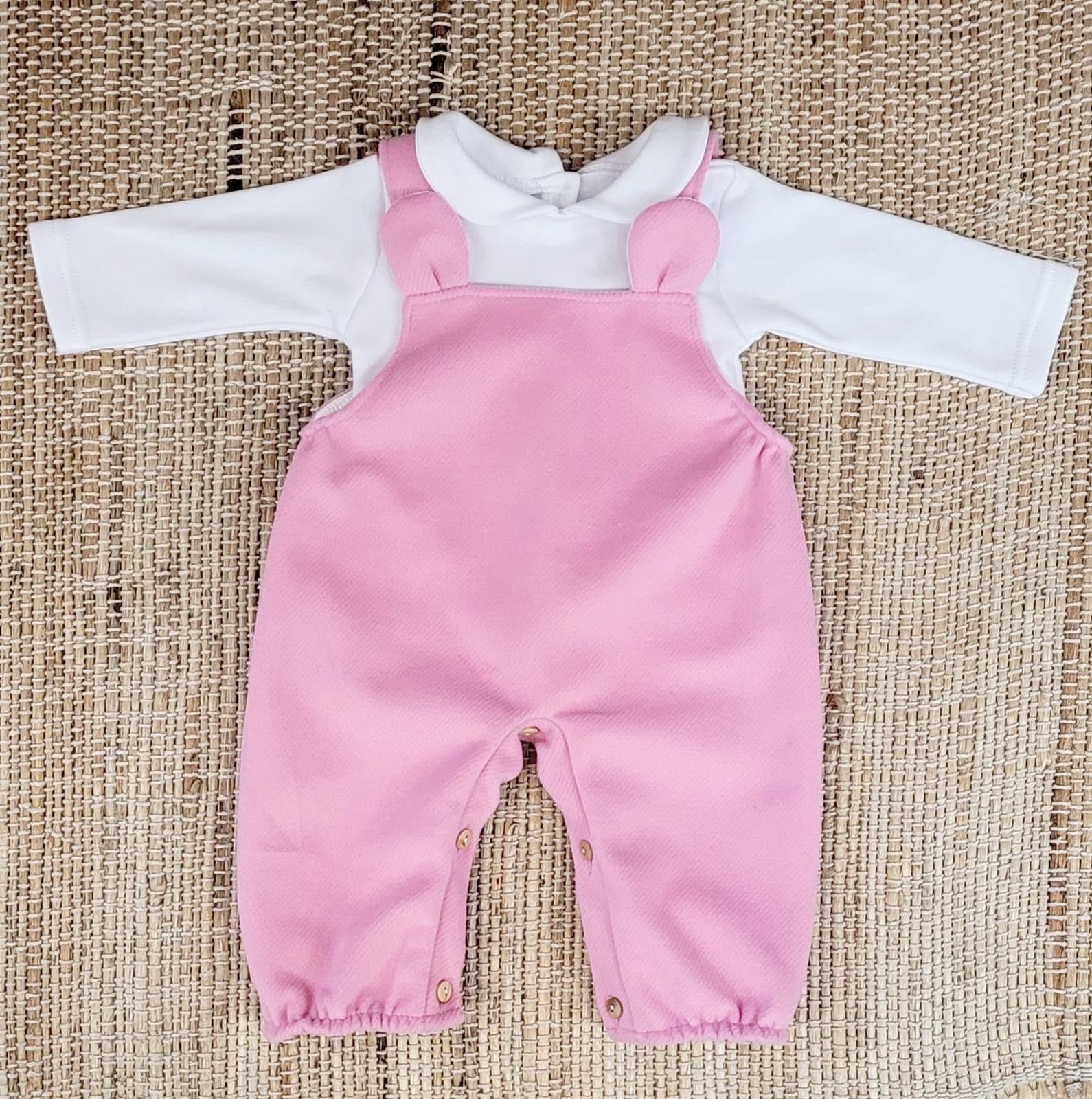 Jardineiras com camisola Orelhinhas Rosa