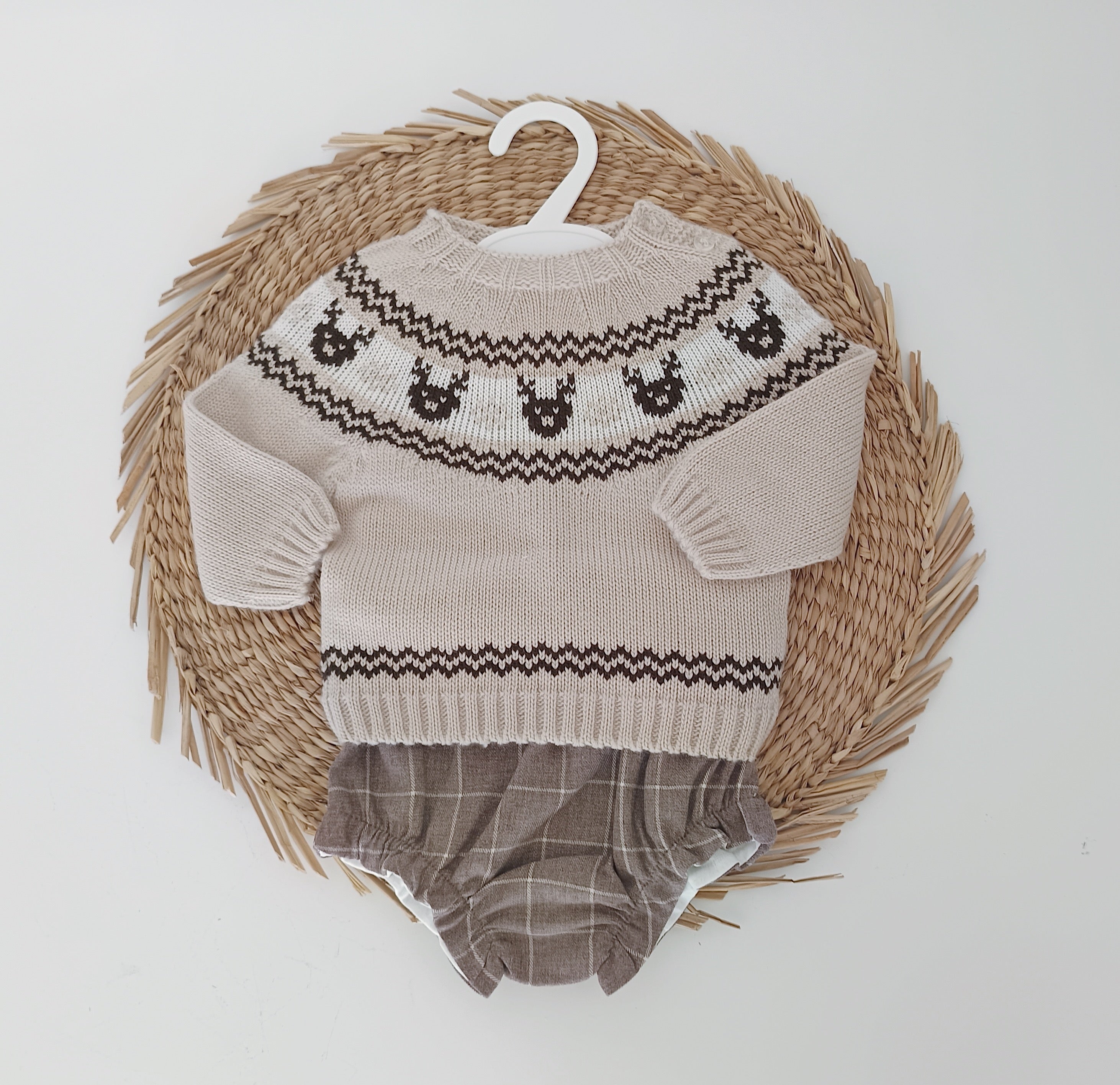 Tapa Fraldas com Camisola de Malha Areia